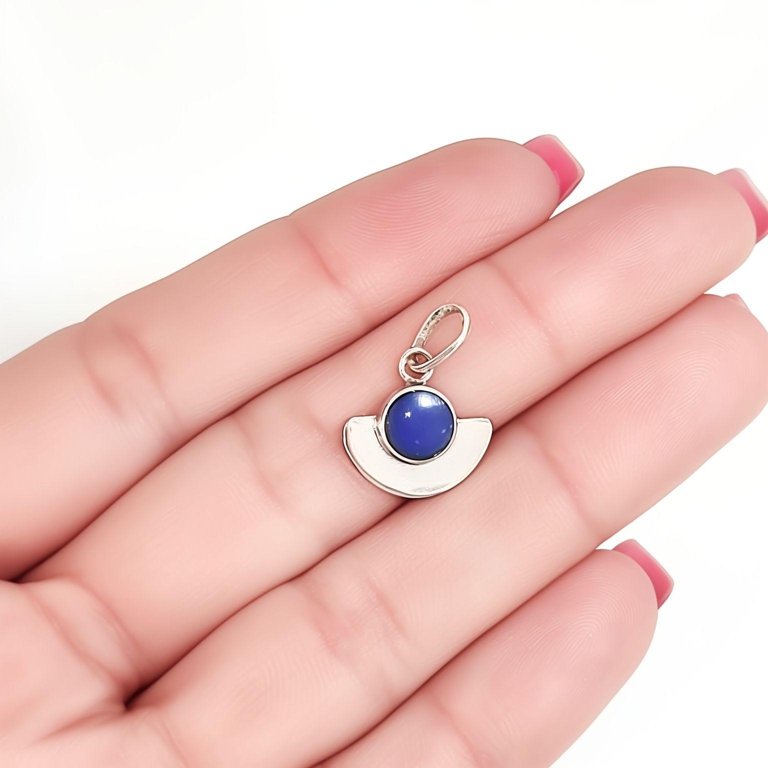 Set Lapislázuli Aros Colgante Redondos Plata Fina 950-3
