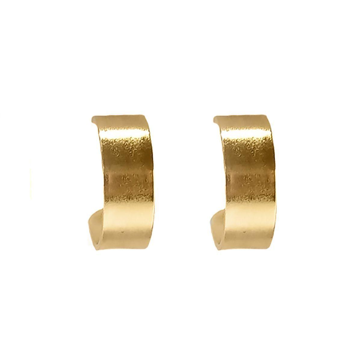 Aros Argolla Tubo Plano 14mm Enchapado Oro 18K-2