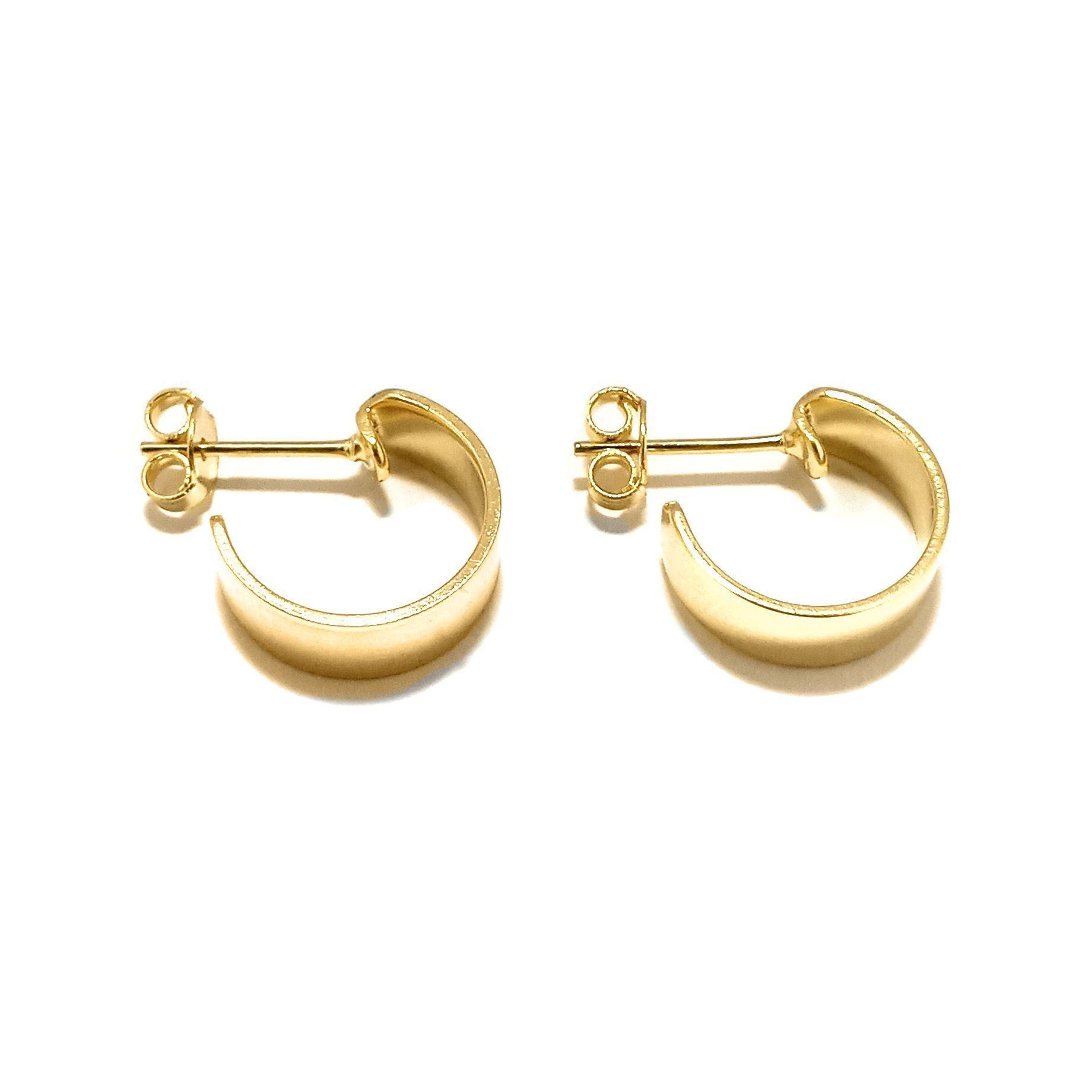 Aros Argolla Tubo Plano 14mm Enchapado Oro 18K-3
