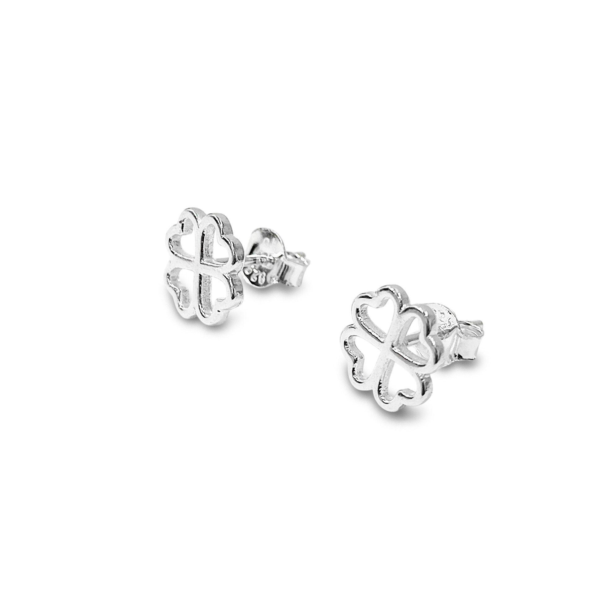 Aros Trébol Calado Plata Fina 925 -2
