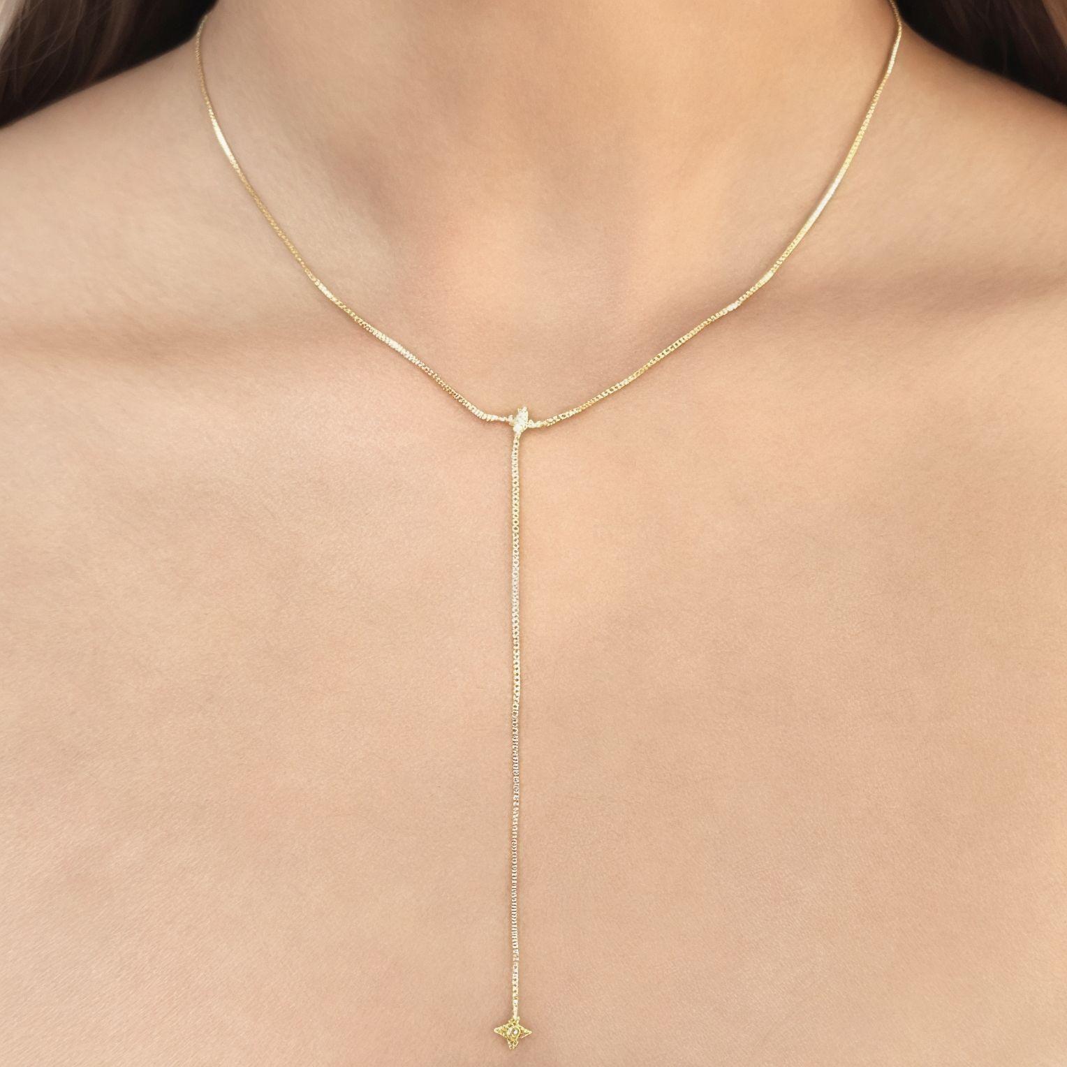 Collar Estrella Fugaz Cadena Veneciana Enchapado Oro 18K-3