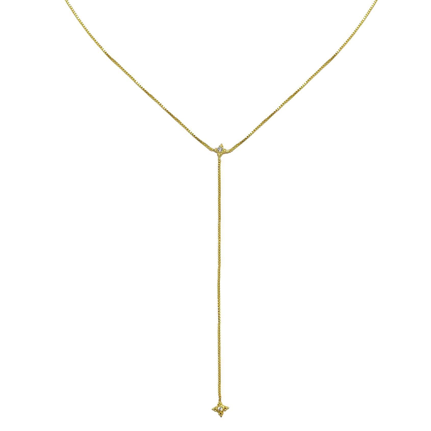 Collar Estrella Fugaz Cadena Veneciana Enchapado Oro 18K-0