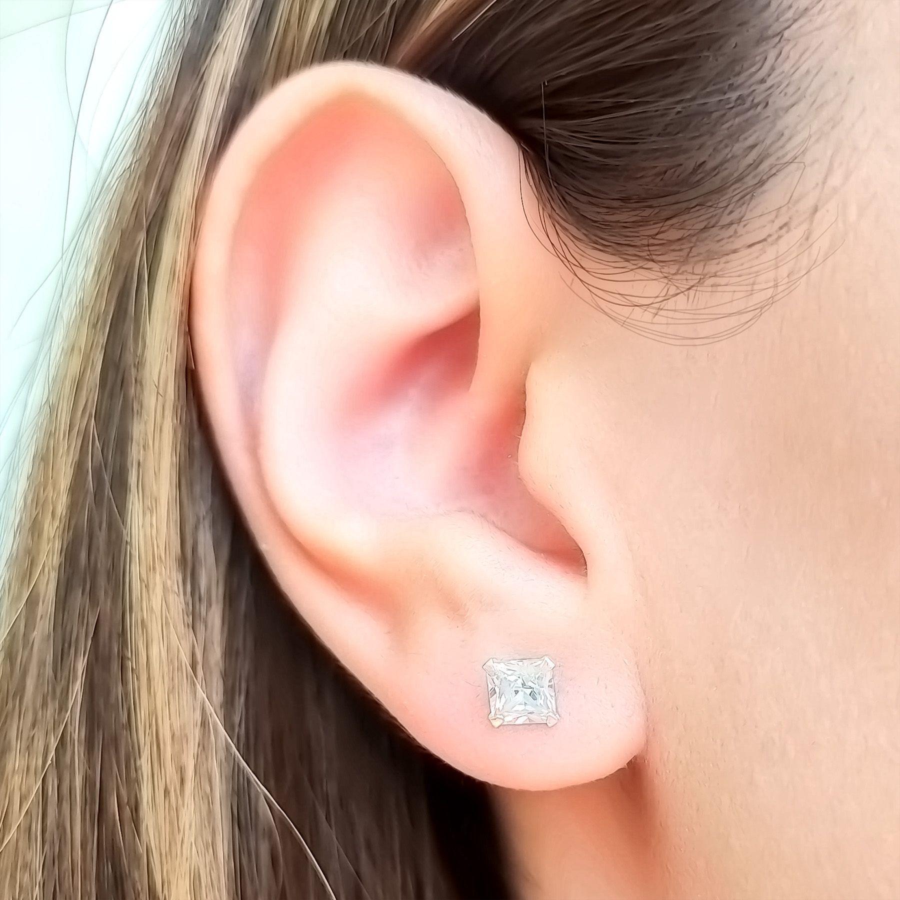 Aros Punto de Luz Circón Cuadrado Plata Fina 925-2
