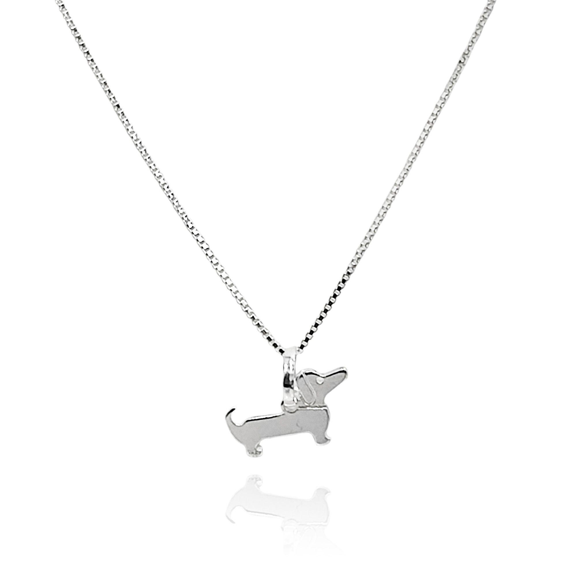 Collar Perro Salchicha Mini Plano Veneciana Plata Fina 925-0