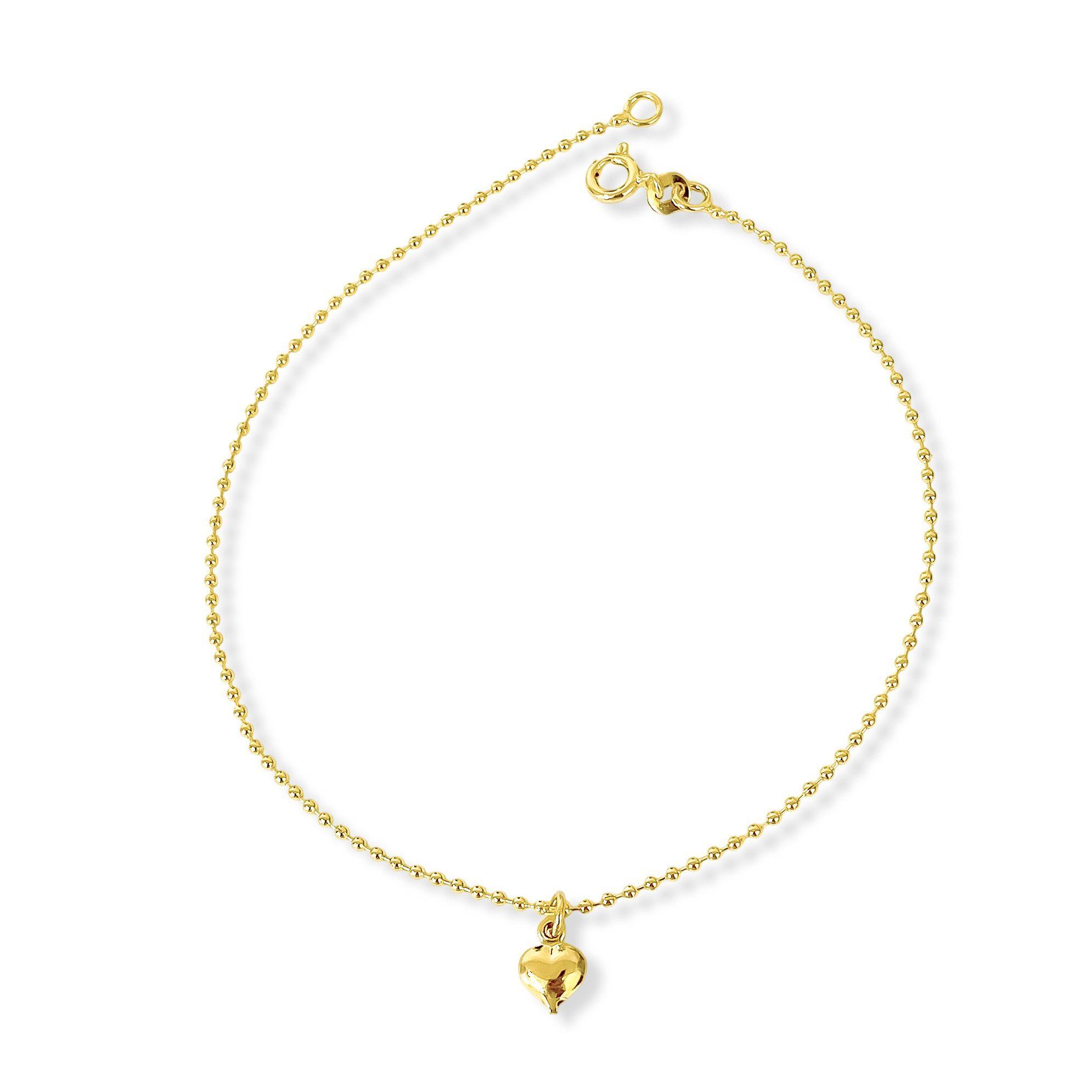 Tobillera Mini Beads Corazón Enchapado Oro 18K-2