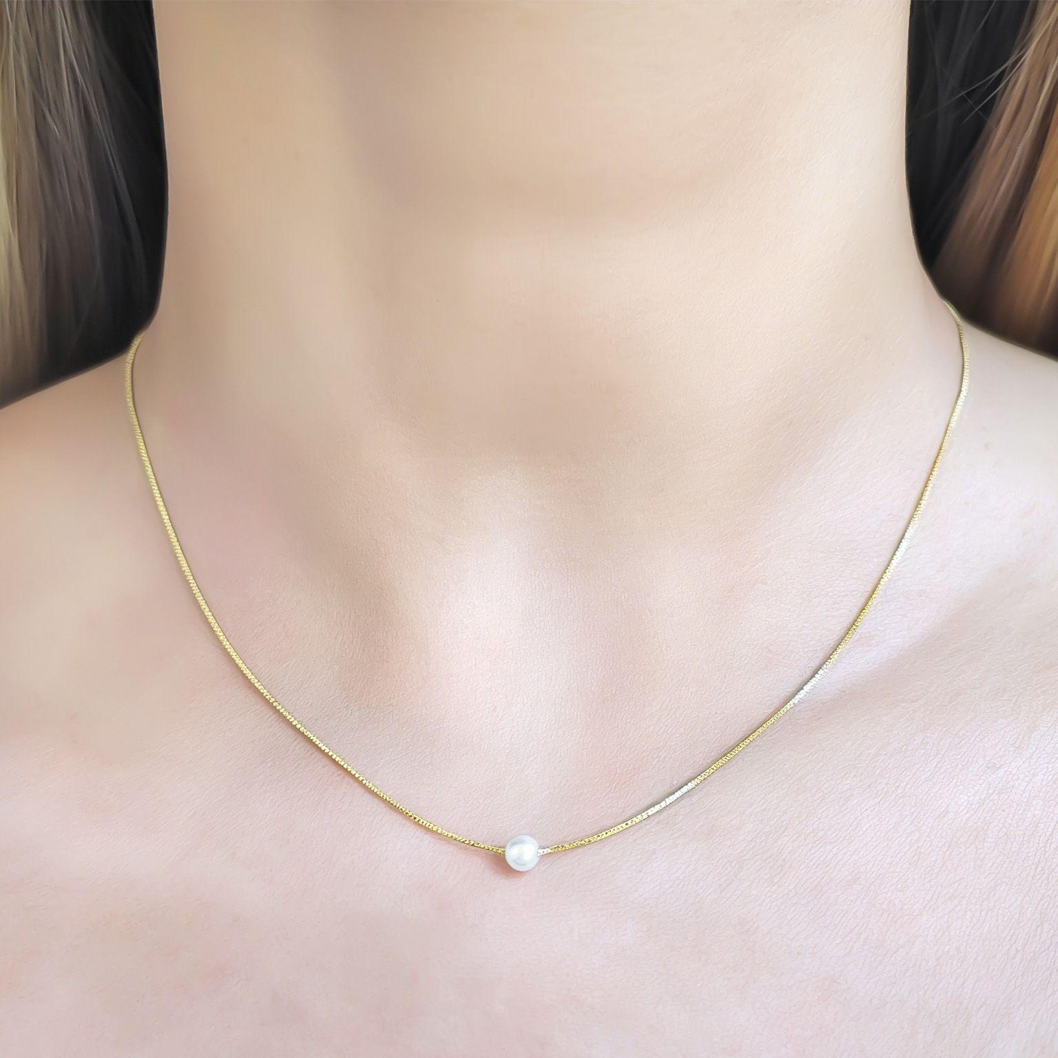 Collar Perla Isabella 4mm Enchapado Oro 18K-2