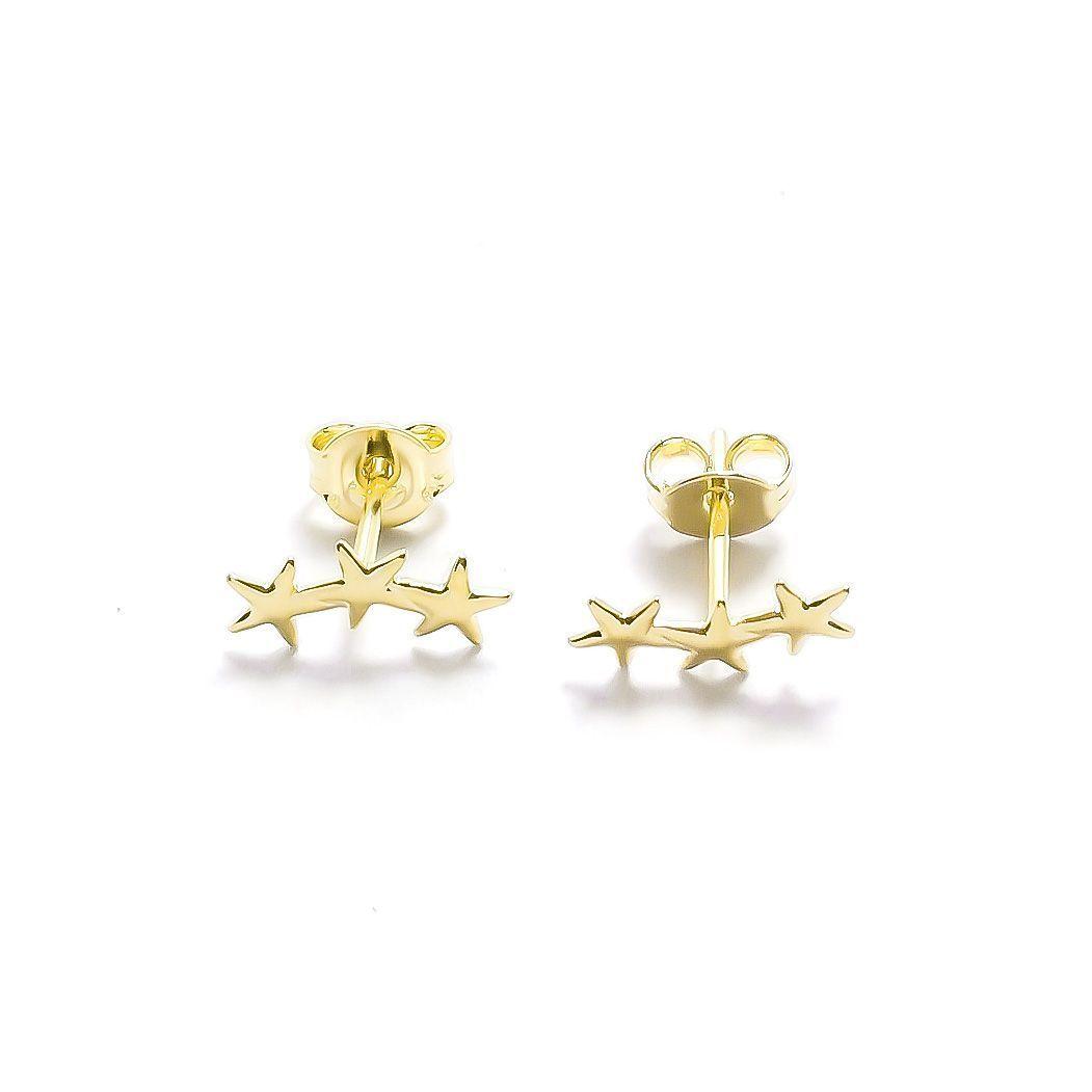 Aros Trepador 3 Estrellas Enchapado Oro 18K-2