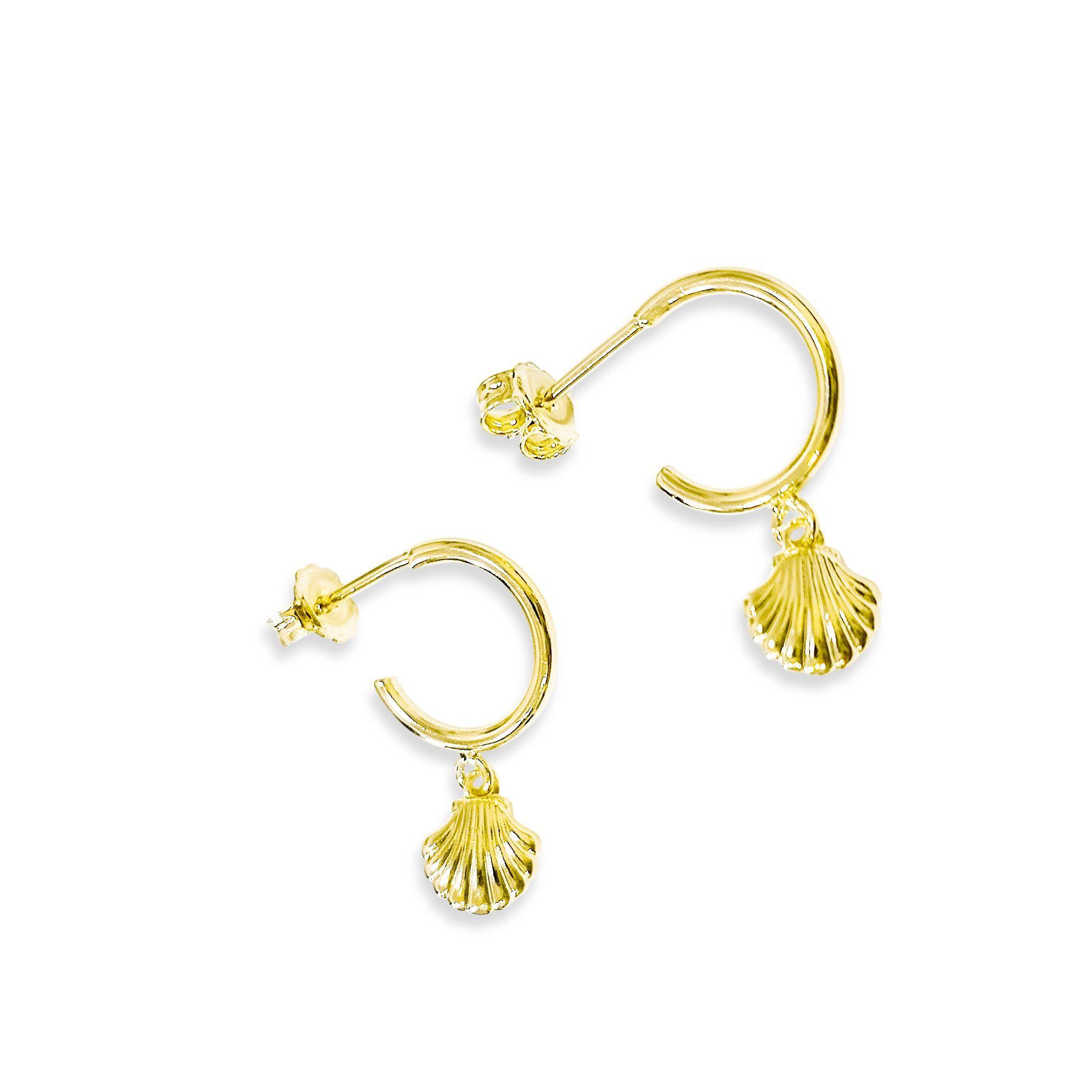 Aros Argolla Concha Enchapado Oro 18K-2