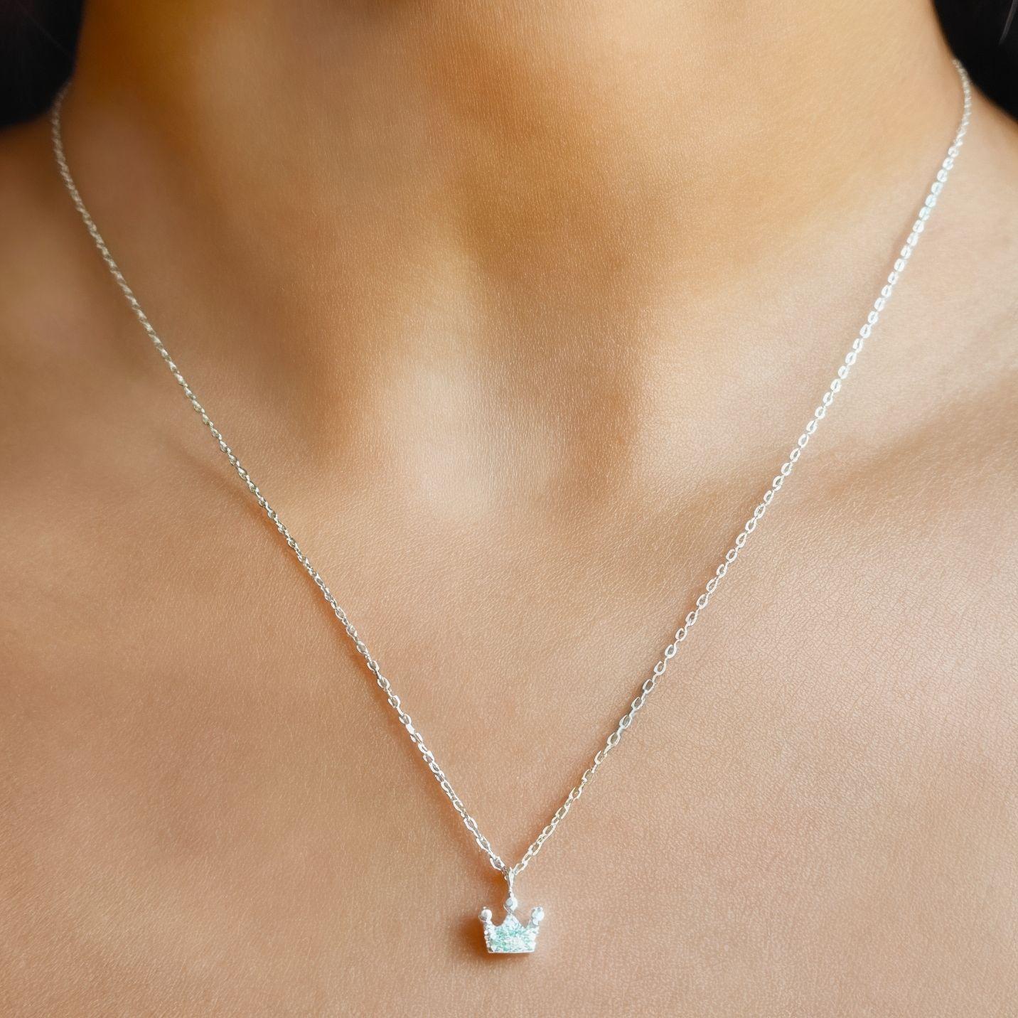 Collar Corona Pequeña Circón Plata Fina 925-2