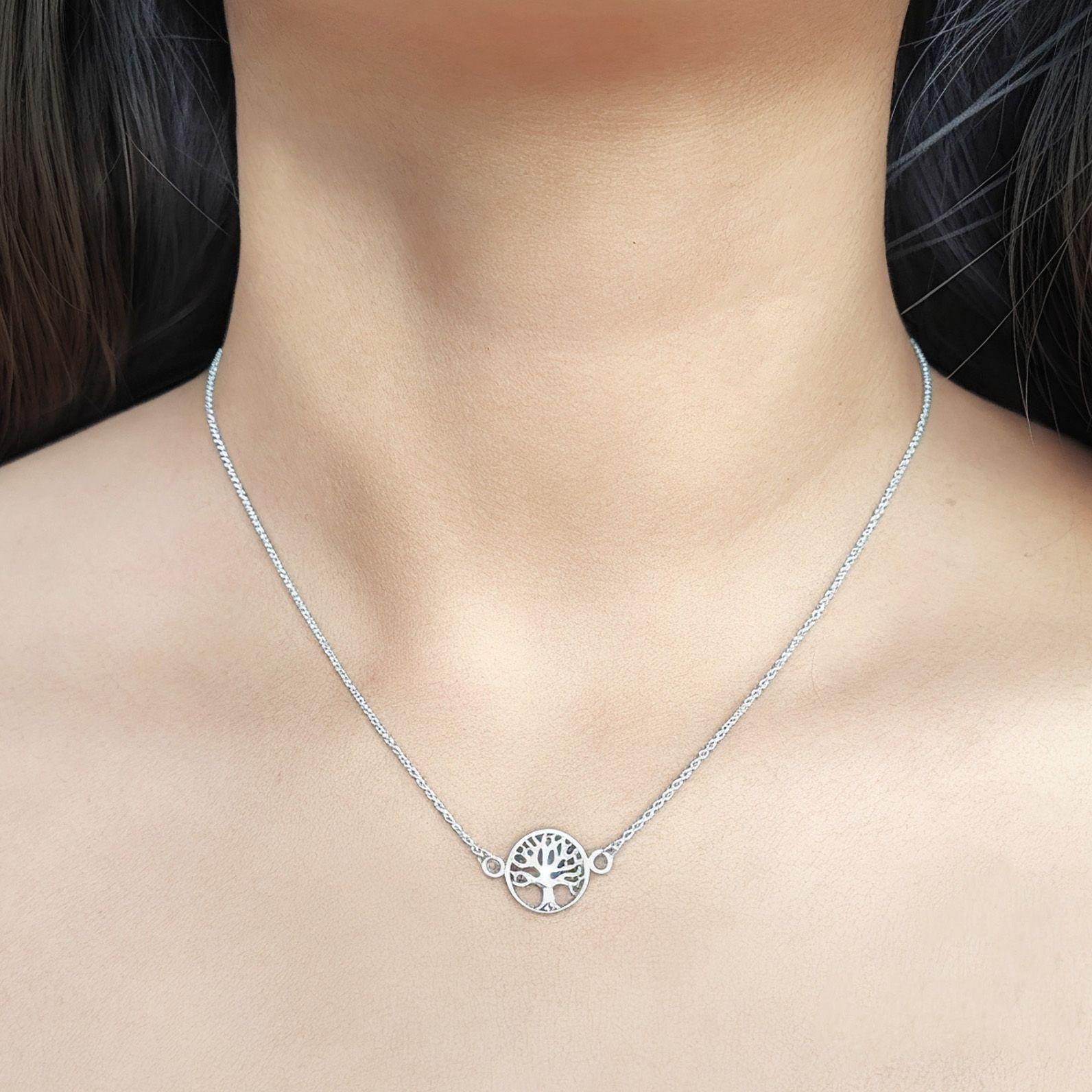 Collar Árbol De La Vida Pequeño Plata Fina 925-2