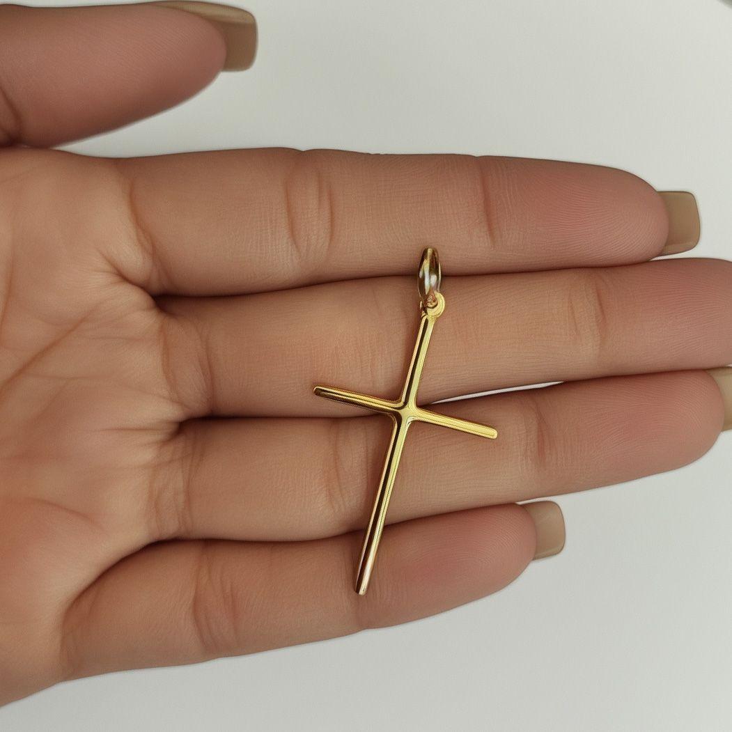 Colgante Cruz Grande Enchapado Oro 18K-2