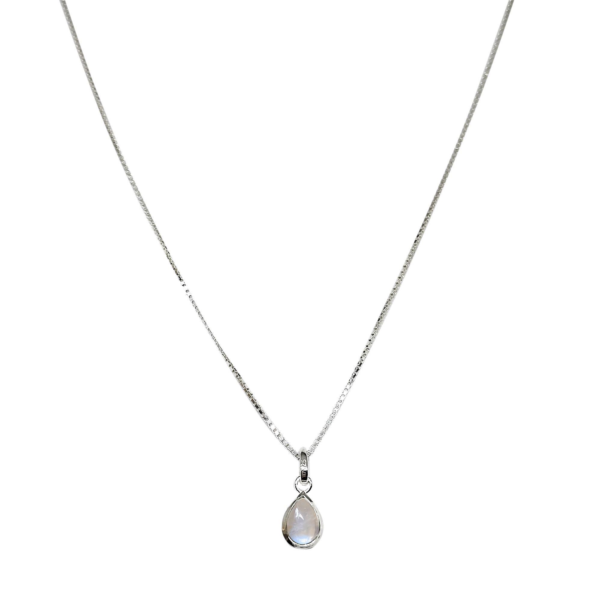 Collar Meena Gota Piedra Luna Plata Fina 925-0