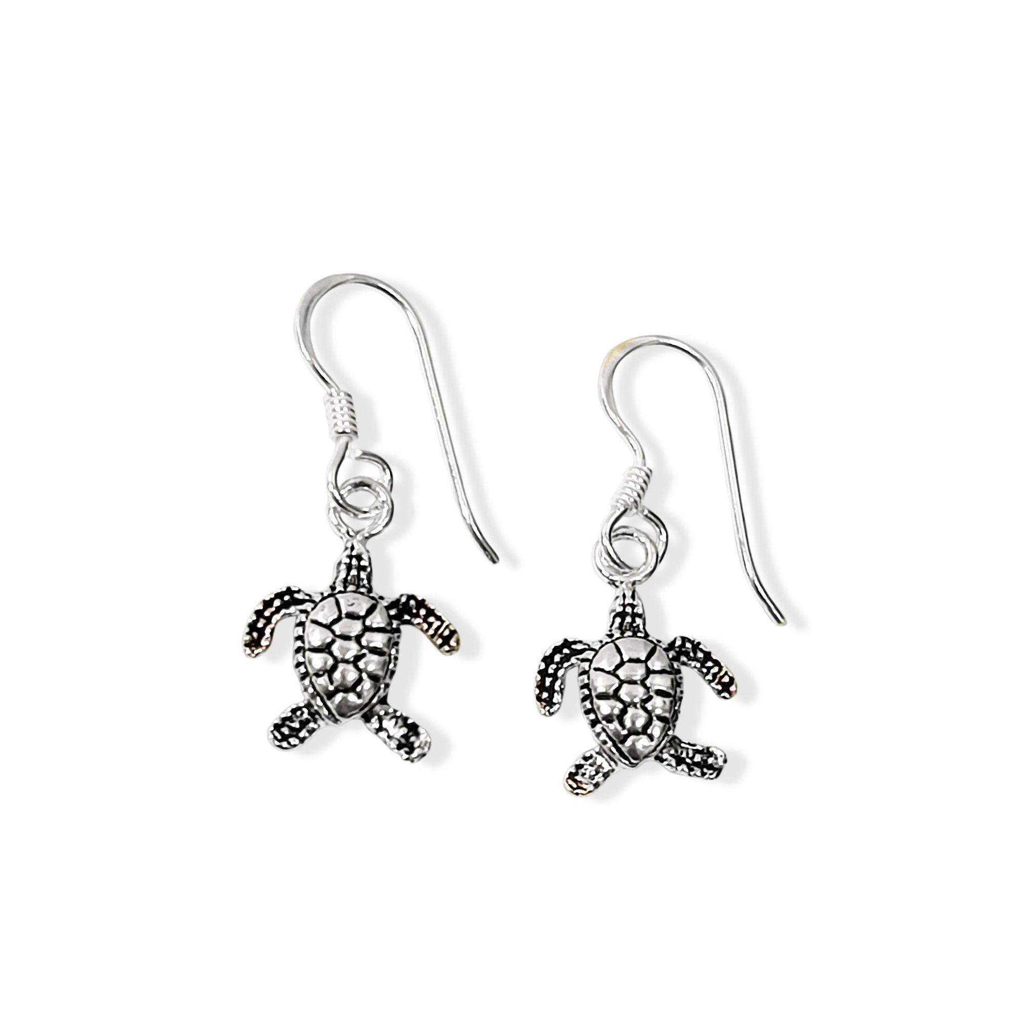 Aros Tortuga Marina Gancho Plata Fina 925-0