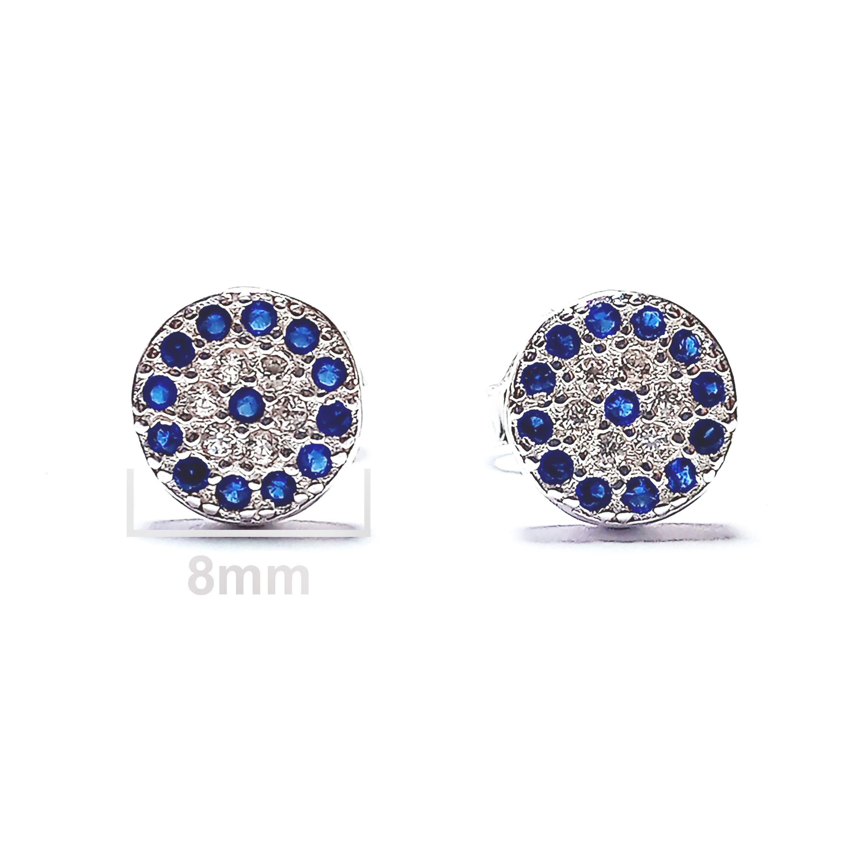 Aros Ojo Turco Circón 8mm Plata Fina 925-2