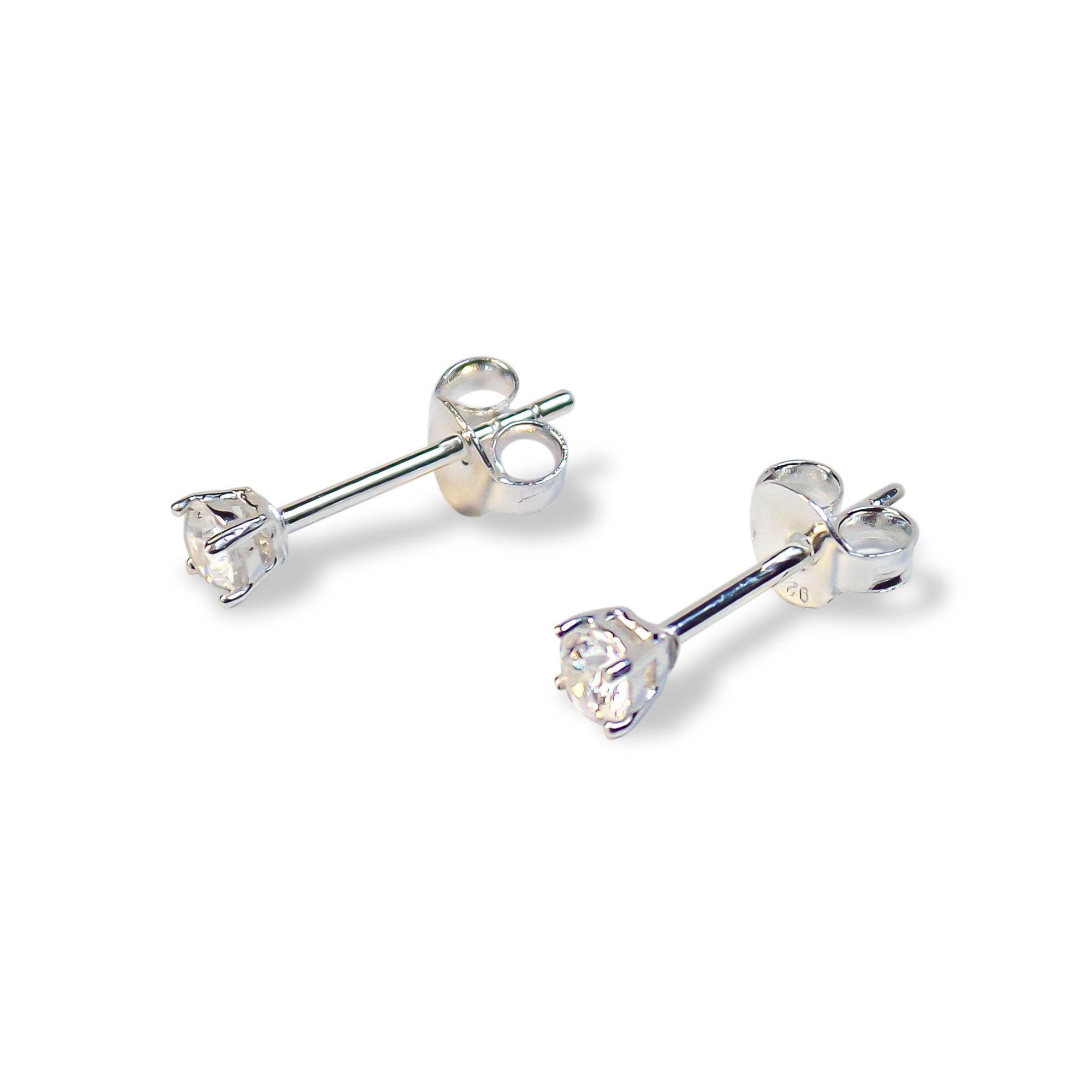 Aros Circon Solitario Grifas 3mm Plata Fina 925-0