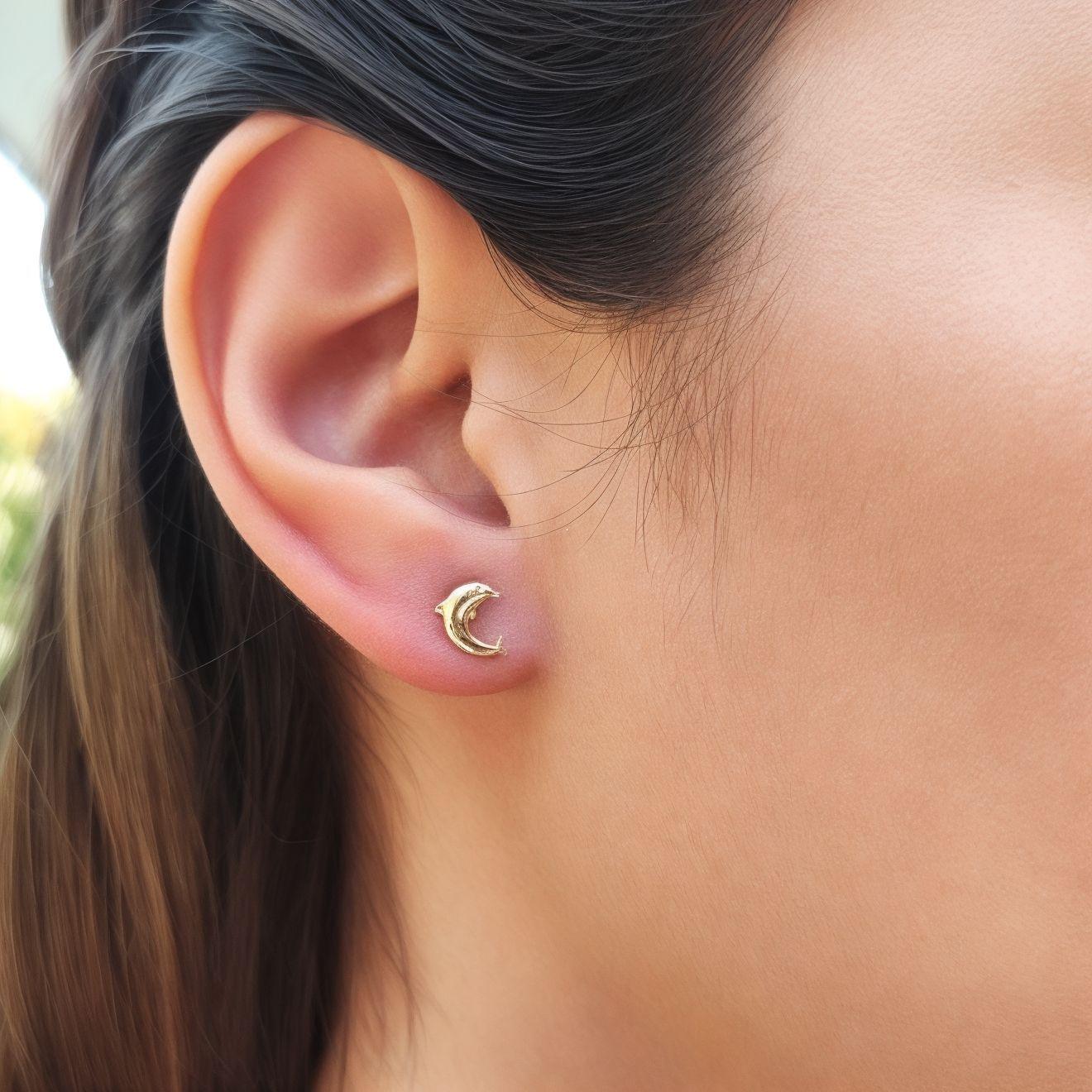 Aros Delfín Mini Enchapado Oro 18K-2
