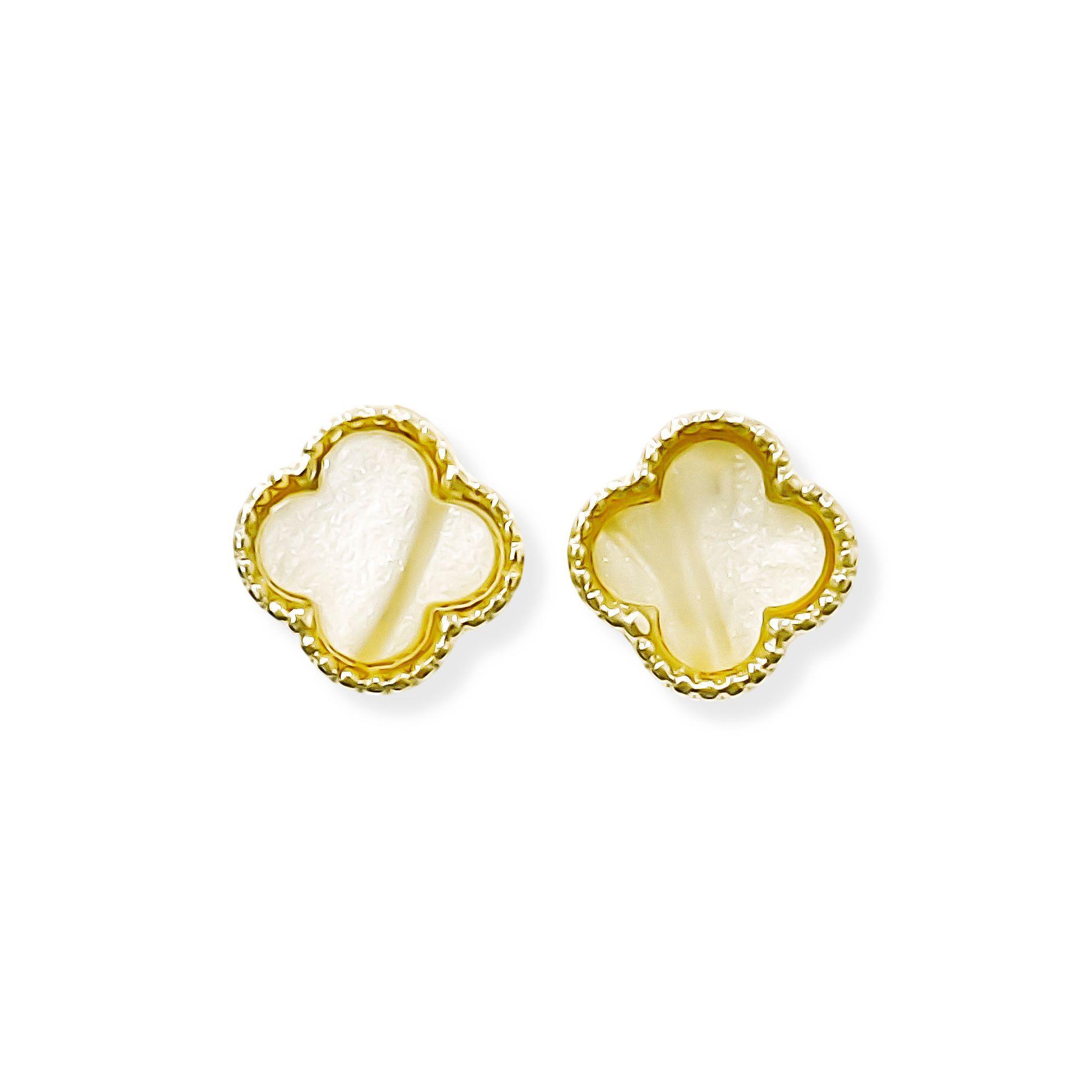 Aros Trébol Nácar Enchapado Oro 18K-2