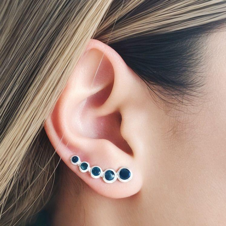 Aros Trepadores Circón Azul Plata Fina 925-1