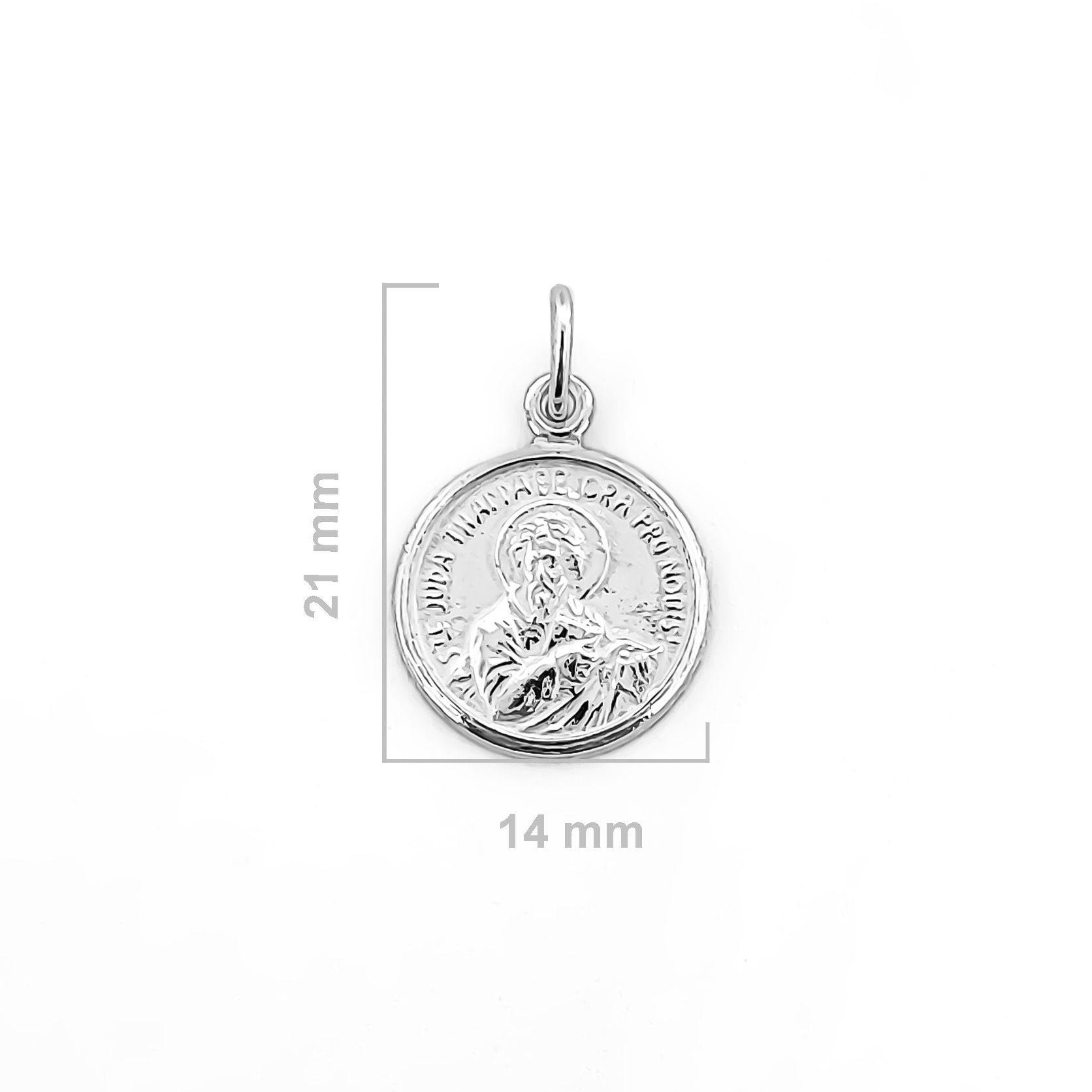 Colgante Medalla San Judas Tadeo 14mm Plata Fina 925-1