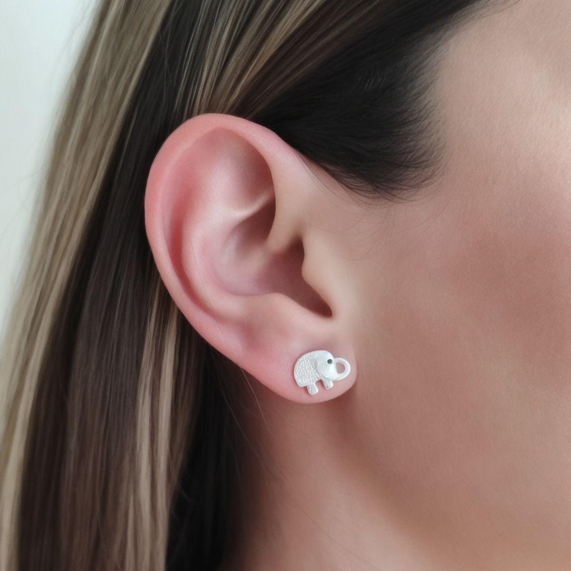 Aros Elefante Plano Circón Plata Fina 925-2