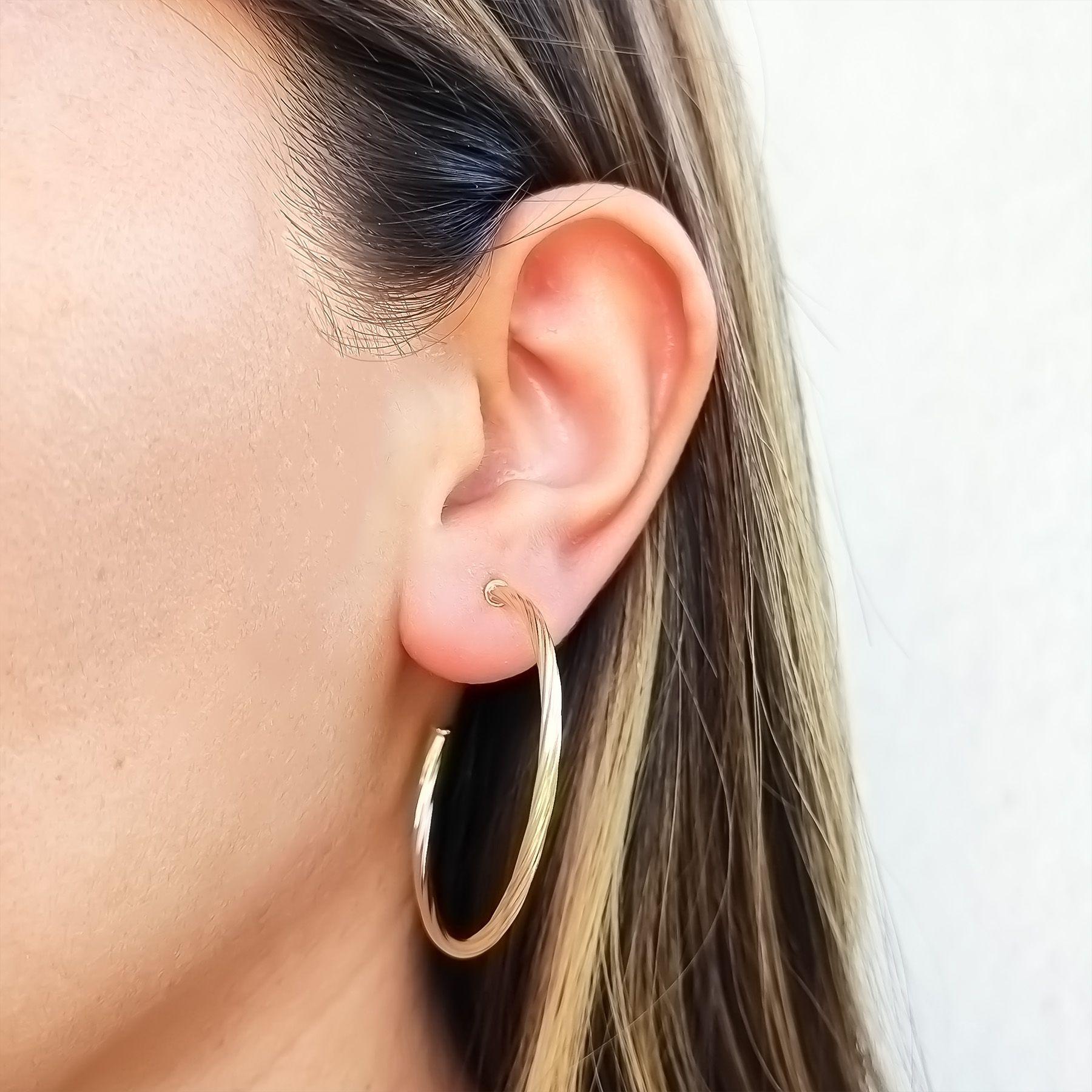 Aros Argollas Torcidas 40mm Enchapado Oro 18K-2