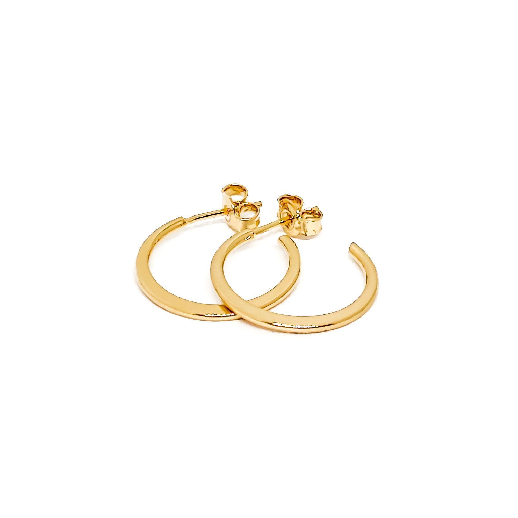 Aros Argollas Planas 19mm Enchapado Oro 18K-2