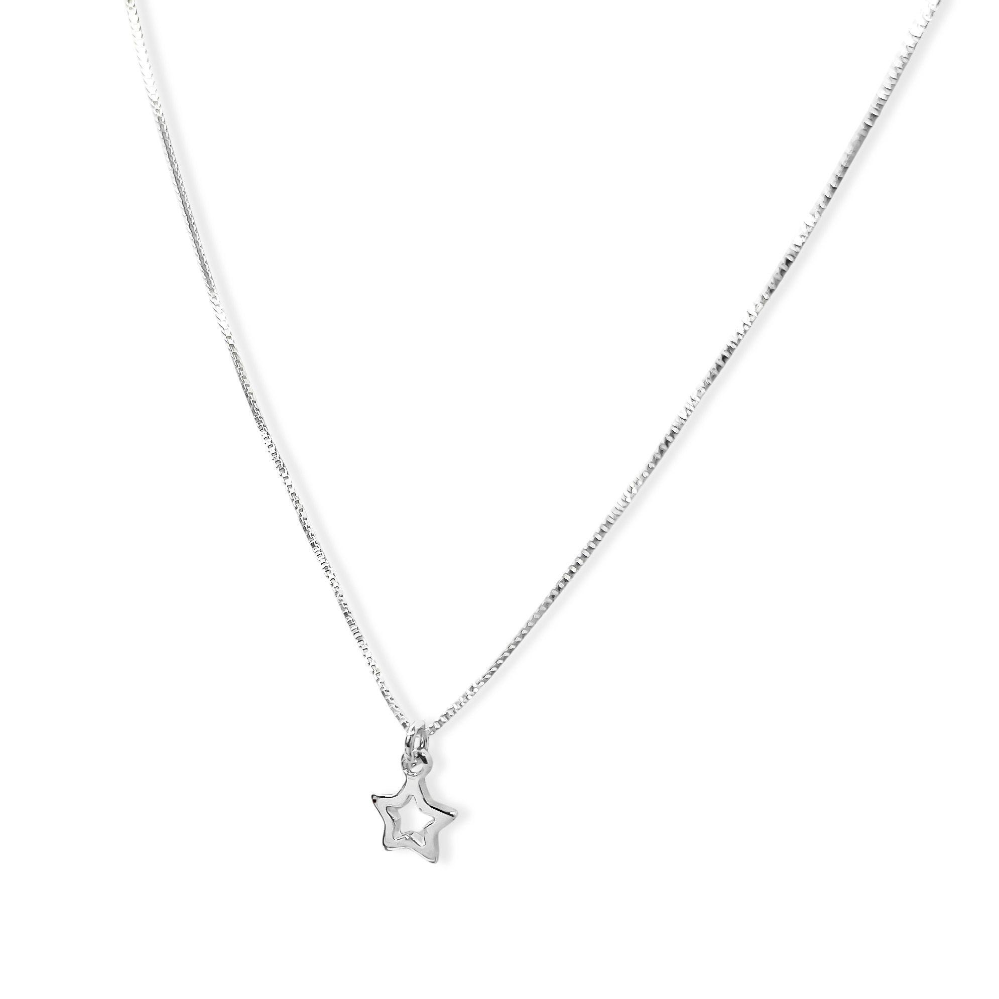Collar Estrella Calada Mini Plata Fina 925-1
