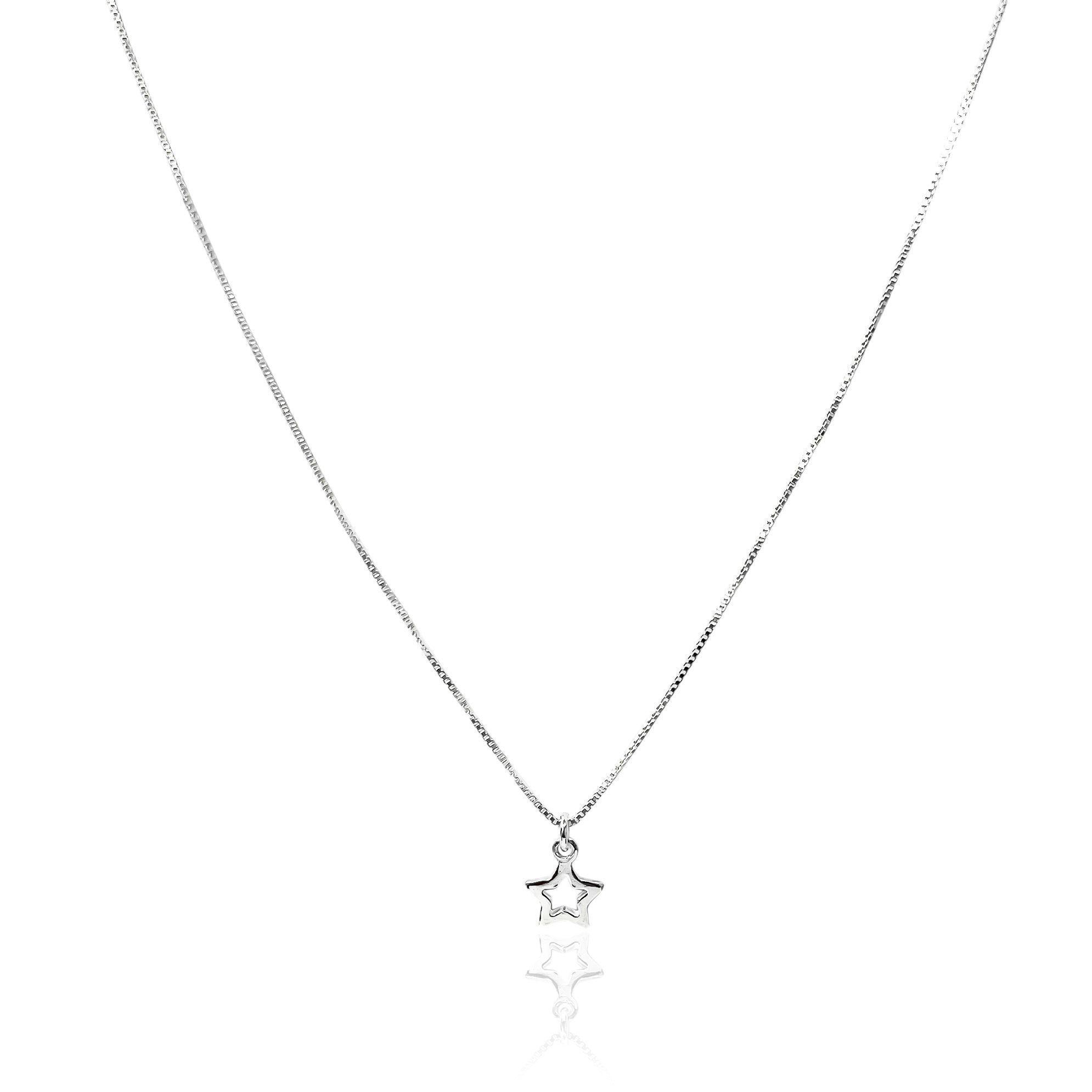 Collar Estrella Calada Mini Plata Fina 925-2