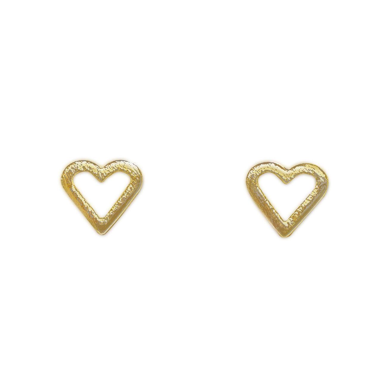 Aros Corazón Fino Calado 9mm Enchapado Oro 18K-0