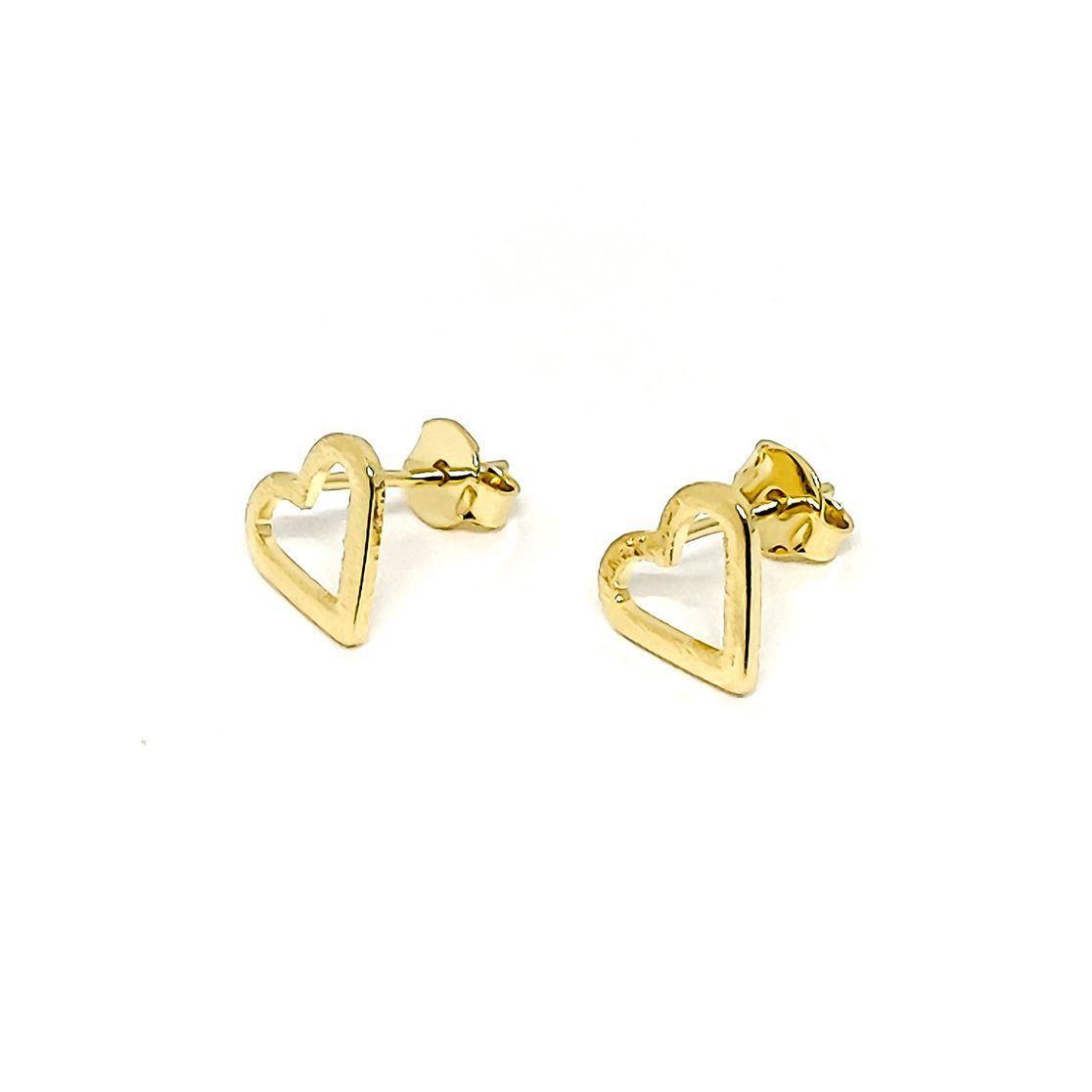 Aros Corazón Fino Calado 9mm Enchapado Oro 18K-1