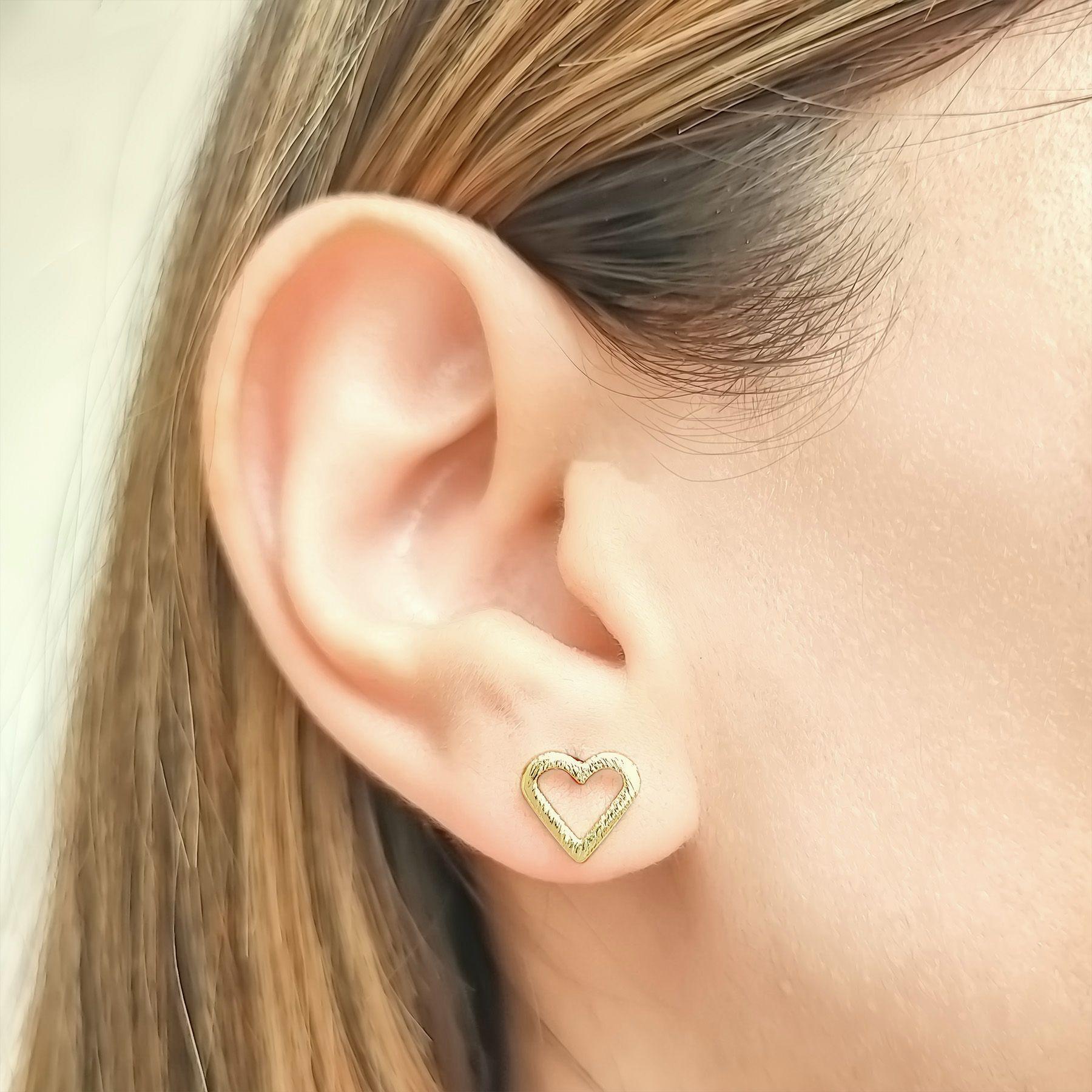 Aros Corazón Fino Calado 9mm Enchapado Oro 18K-3