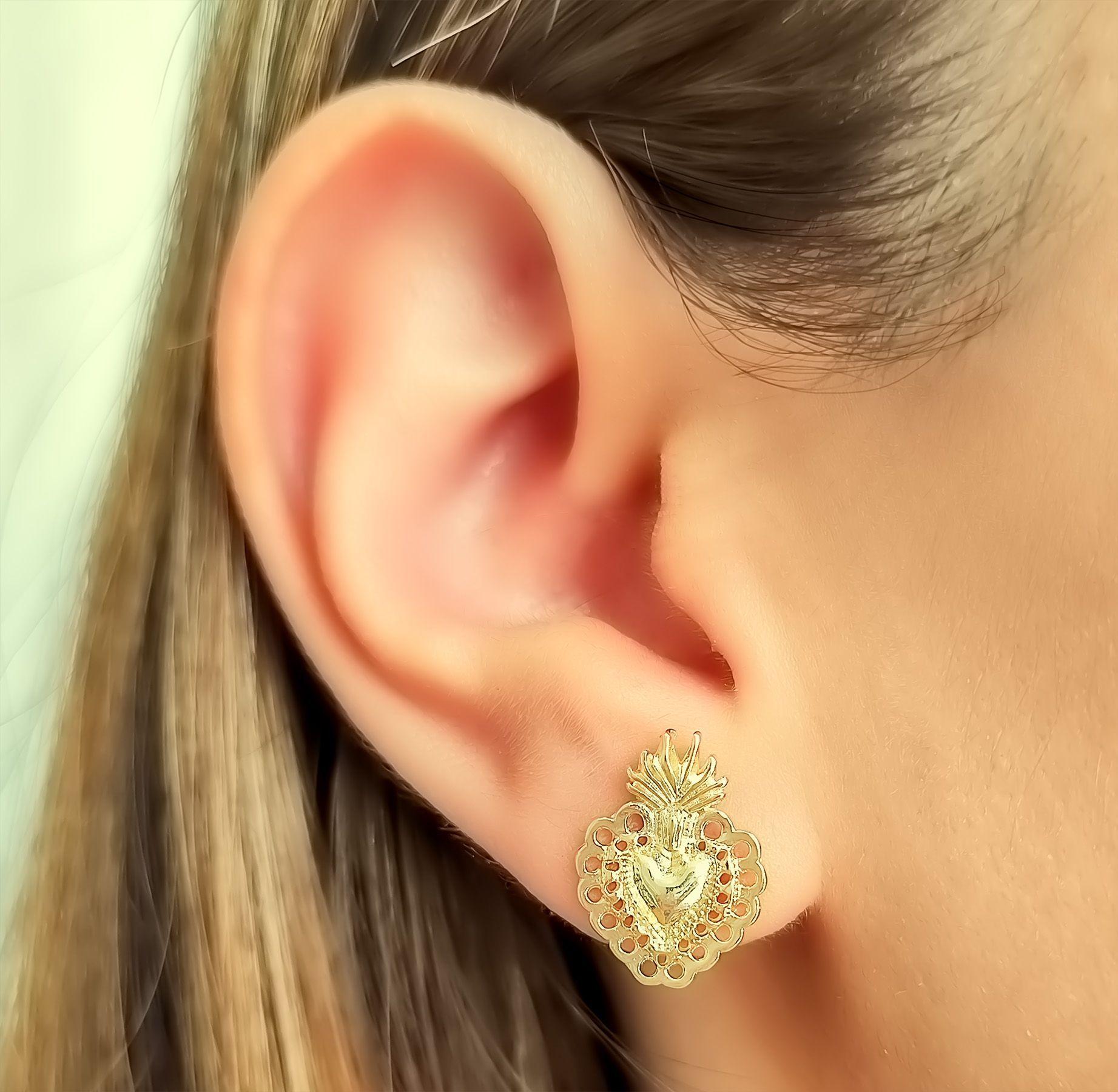 Aros Corazón Detente Enchapado Oro 18K-2