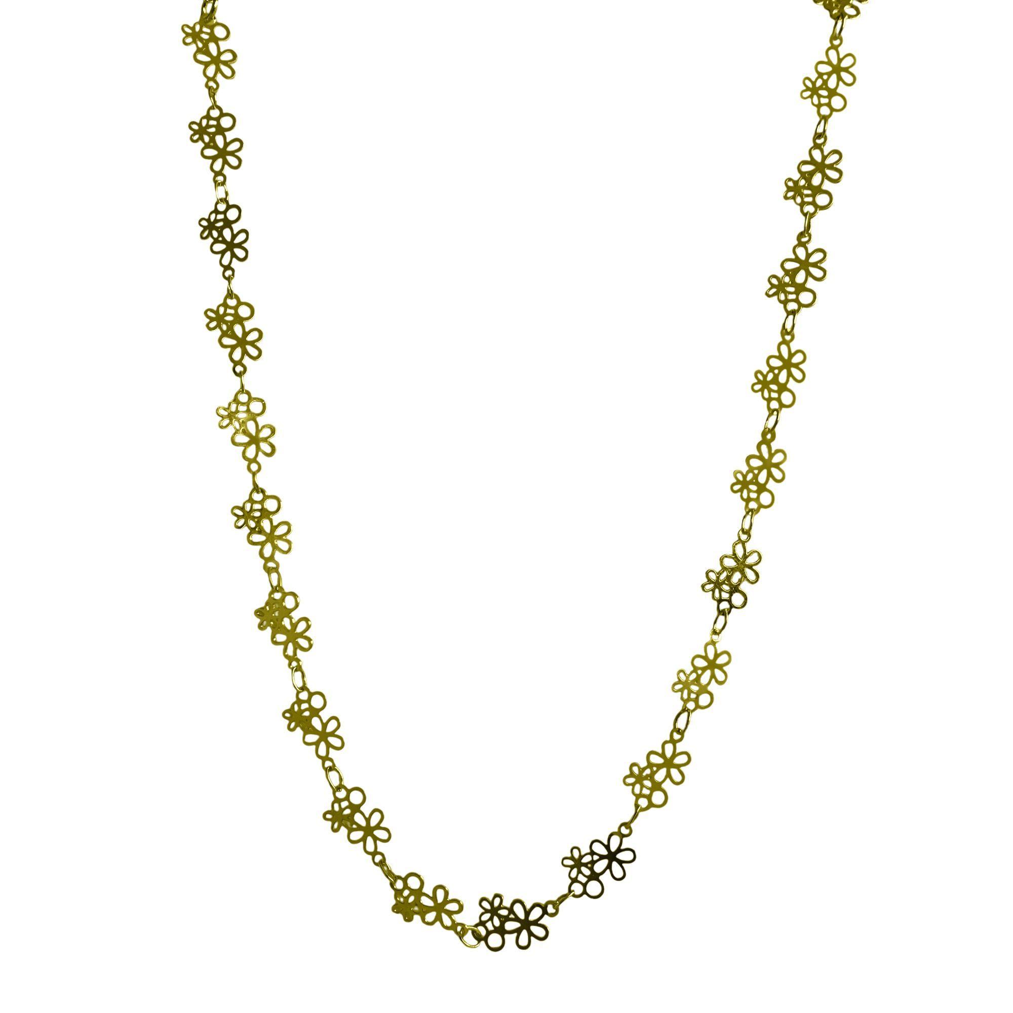 Collar Choker Doble Flor Calada Enchapado Oro 18K-0