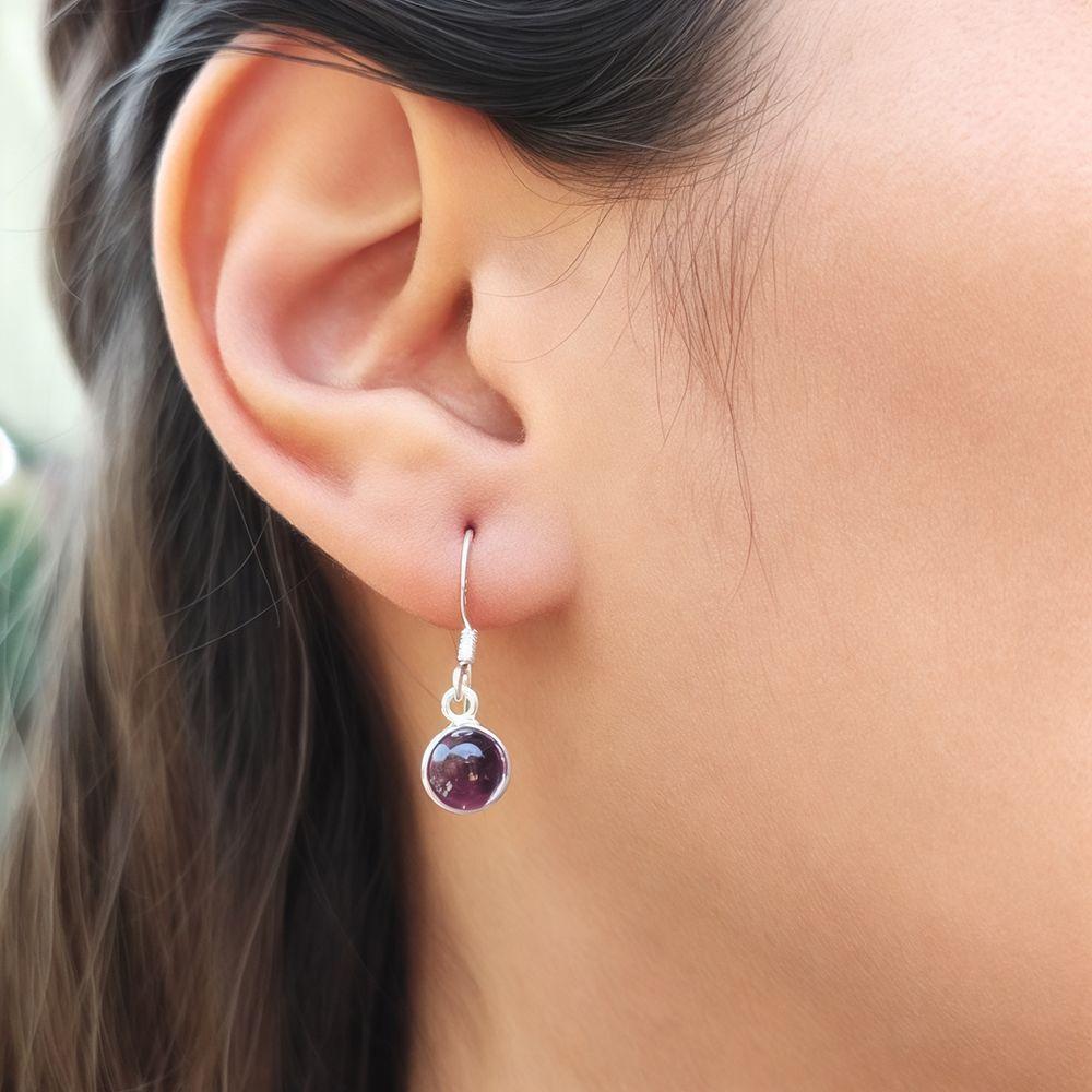 Aros Amatista Redondo 7mm Gancho Plata Fina 925-2