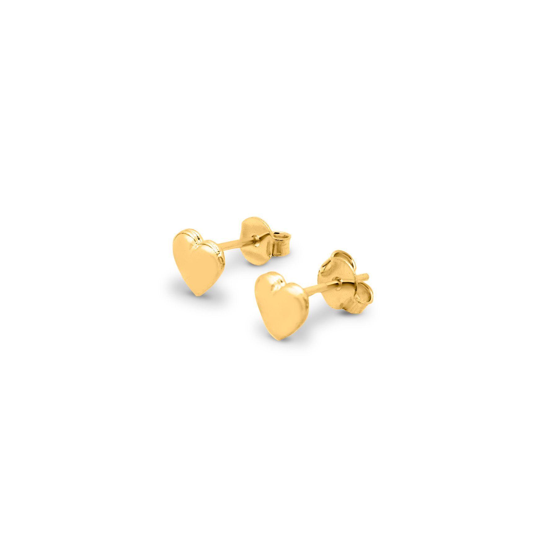 Aros Corazón 5mm Enchapado Oro 18K-0