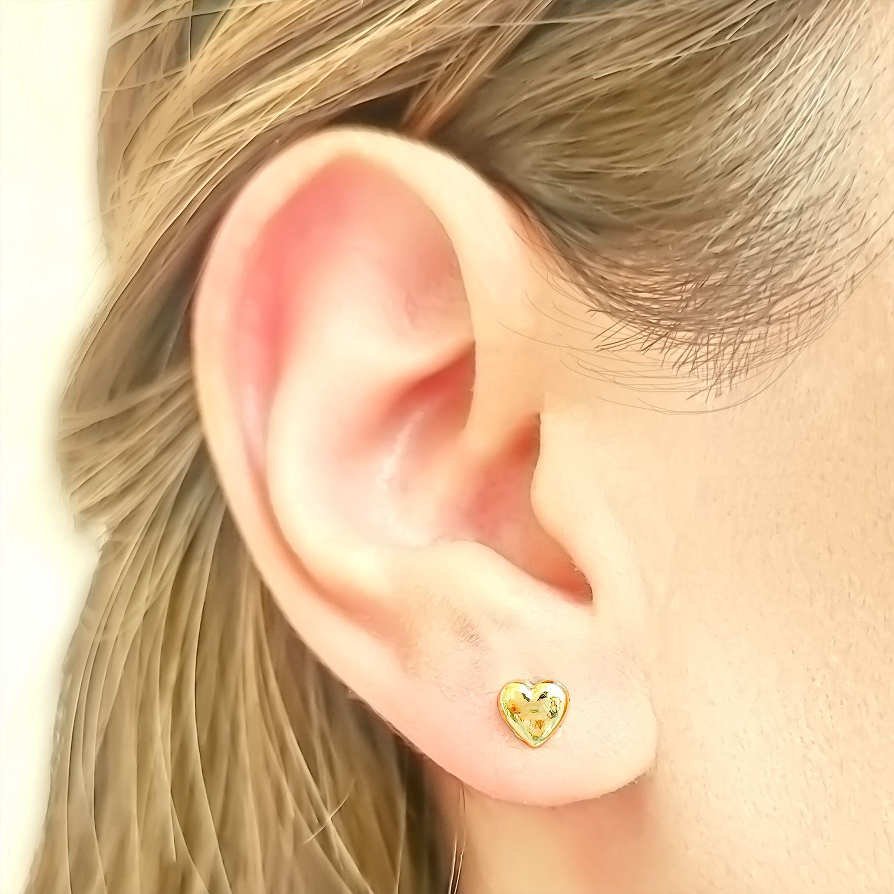 Aros Corazón 5mm Enchapado Oro 18K-1