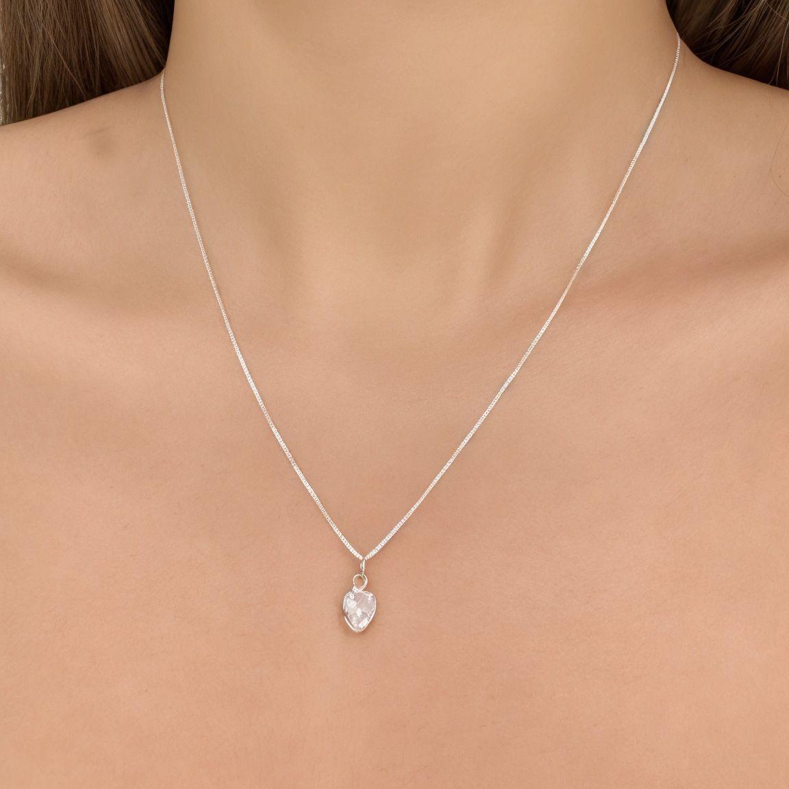Collar Corazón Punto De Luz Plata Fina 925-2