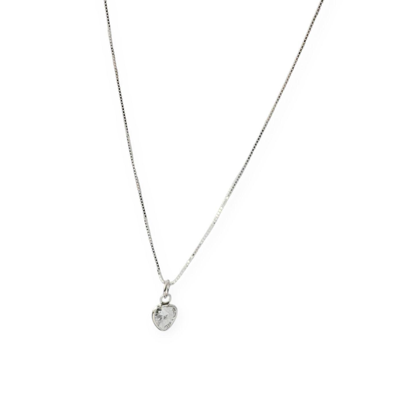 Collar Corazón Punto De Luz Plata Fina 925-2