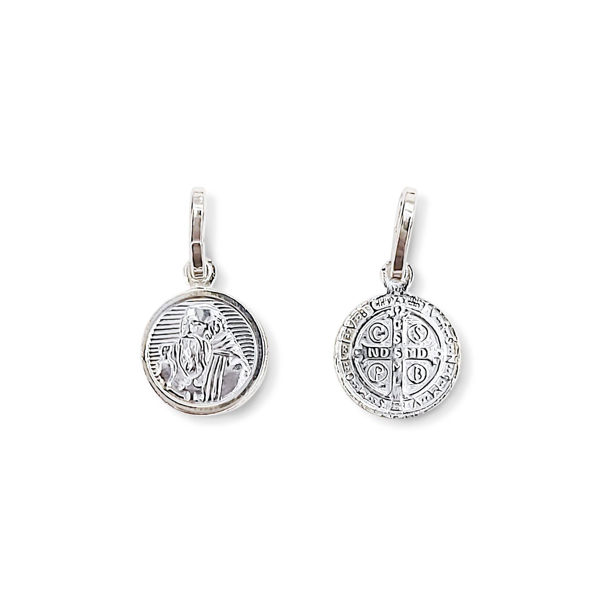 Colgante Medalla 10mm San Benito Plata Fina 925-2