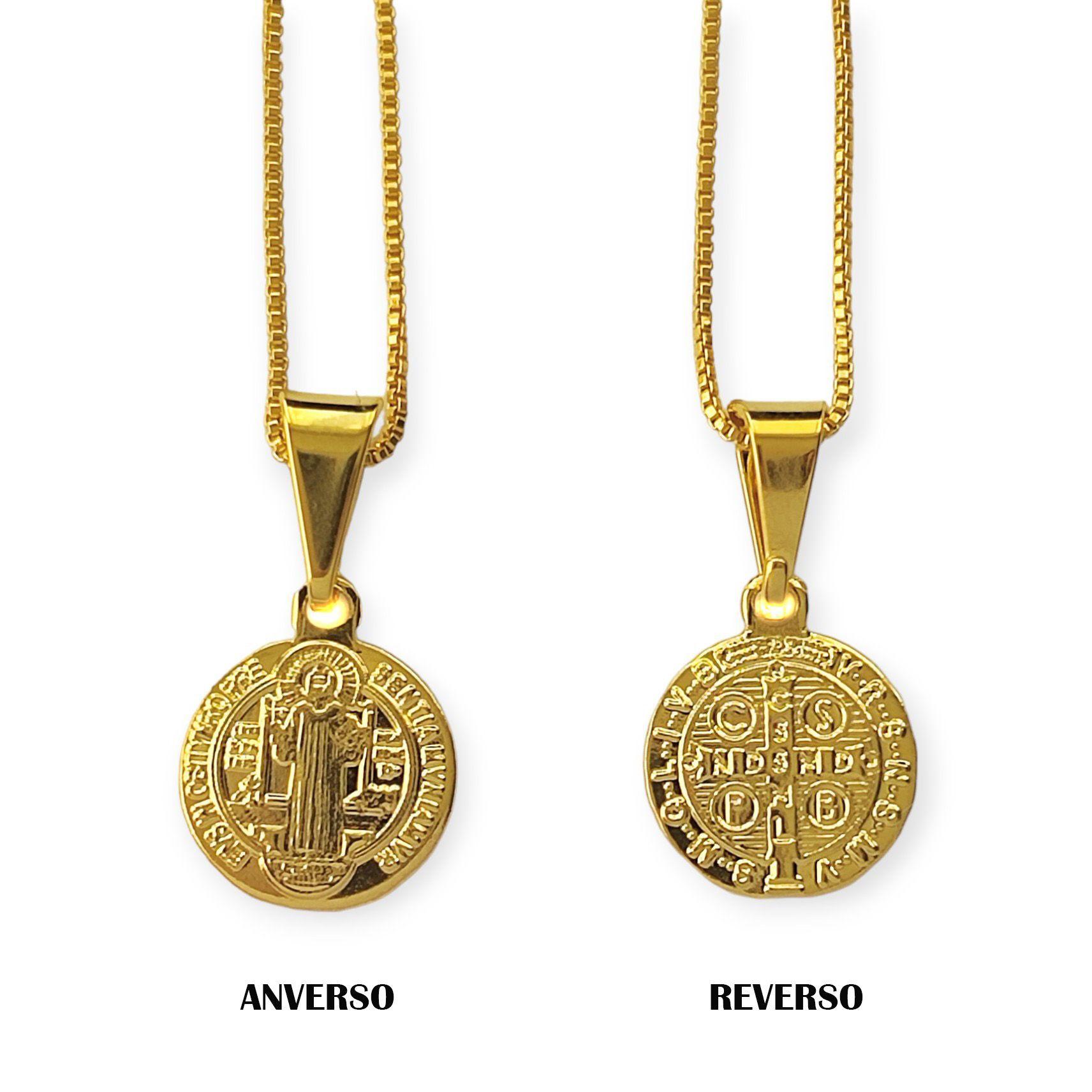 Collar Medalla San Benito Veneciana Enchapado Oro 18K-2