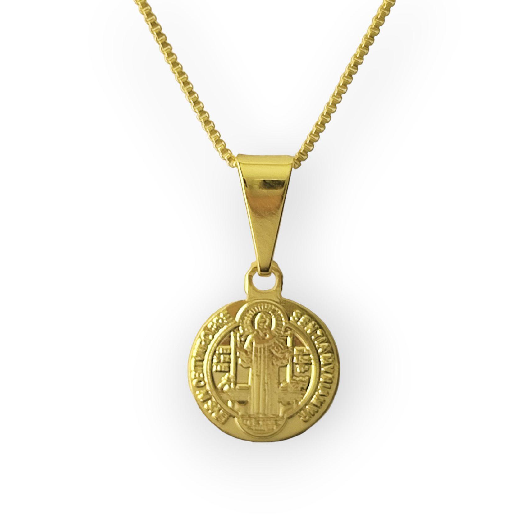 Collar Medalla San Benito Veneciana Enchapado Oro 18K-3