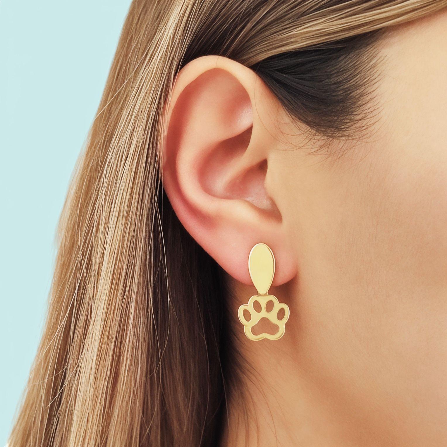 Aros Huella Colgante Tope Enchapado Oro 18K-2