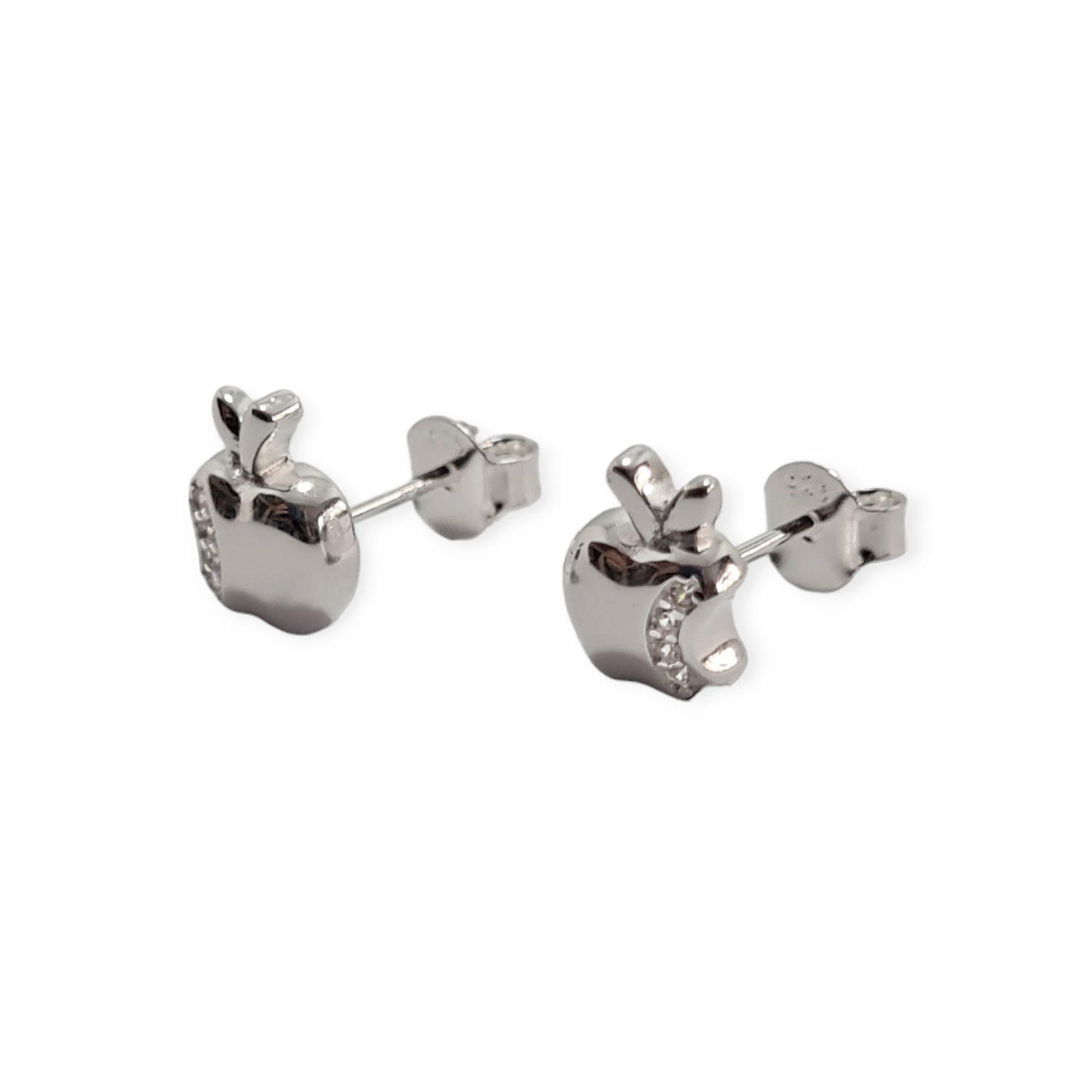 Aros Manzana Circón Plata Fina 925-2