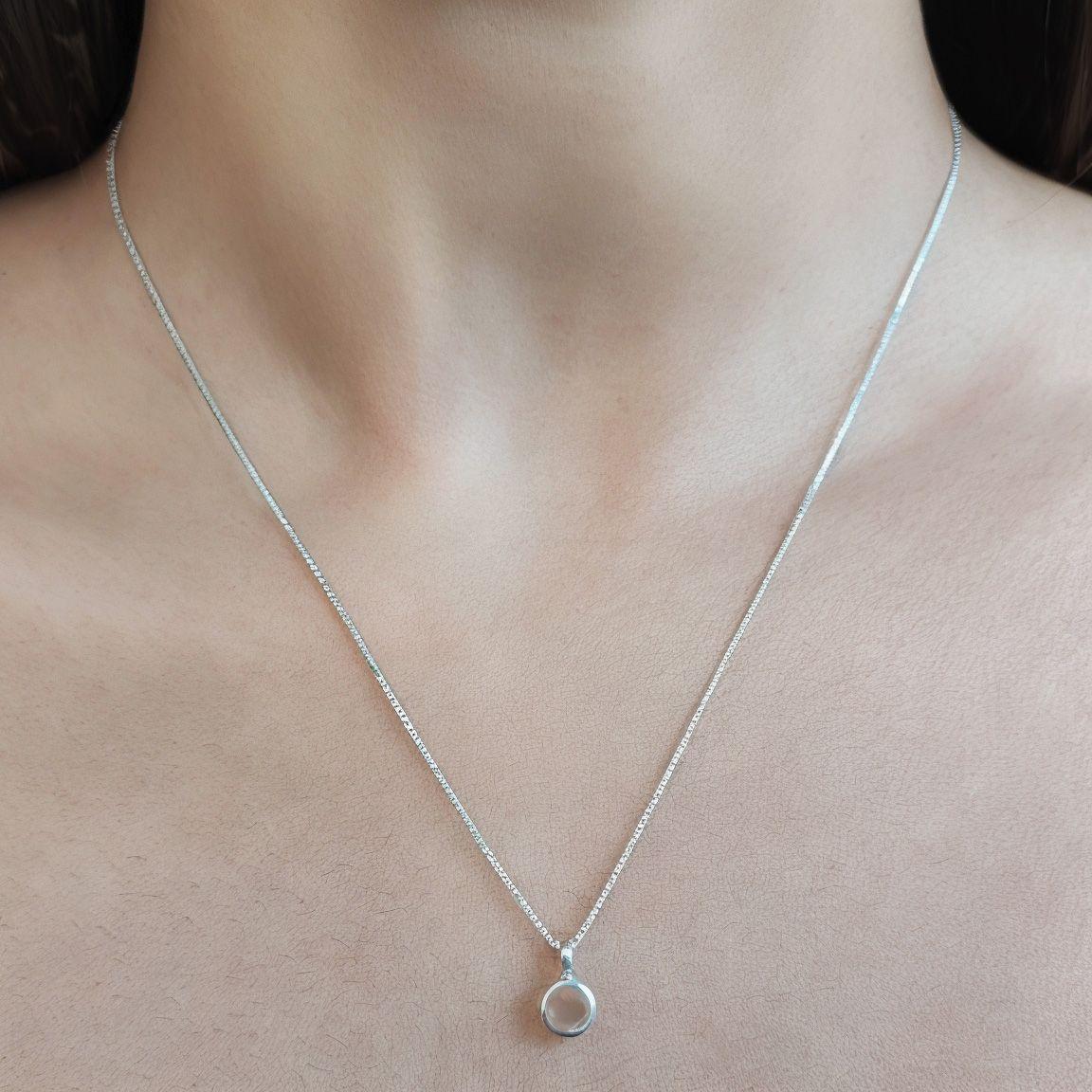 Collar Naisha Cuarzo Rosa Plata Fina 925-3