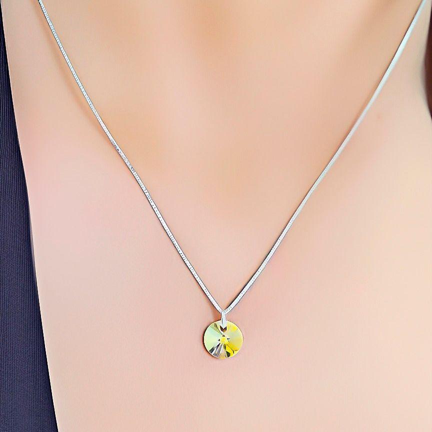 Collar Punto De Luz Cristal Austriaco Aurore Boreale Plata Fina 925-2