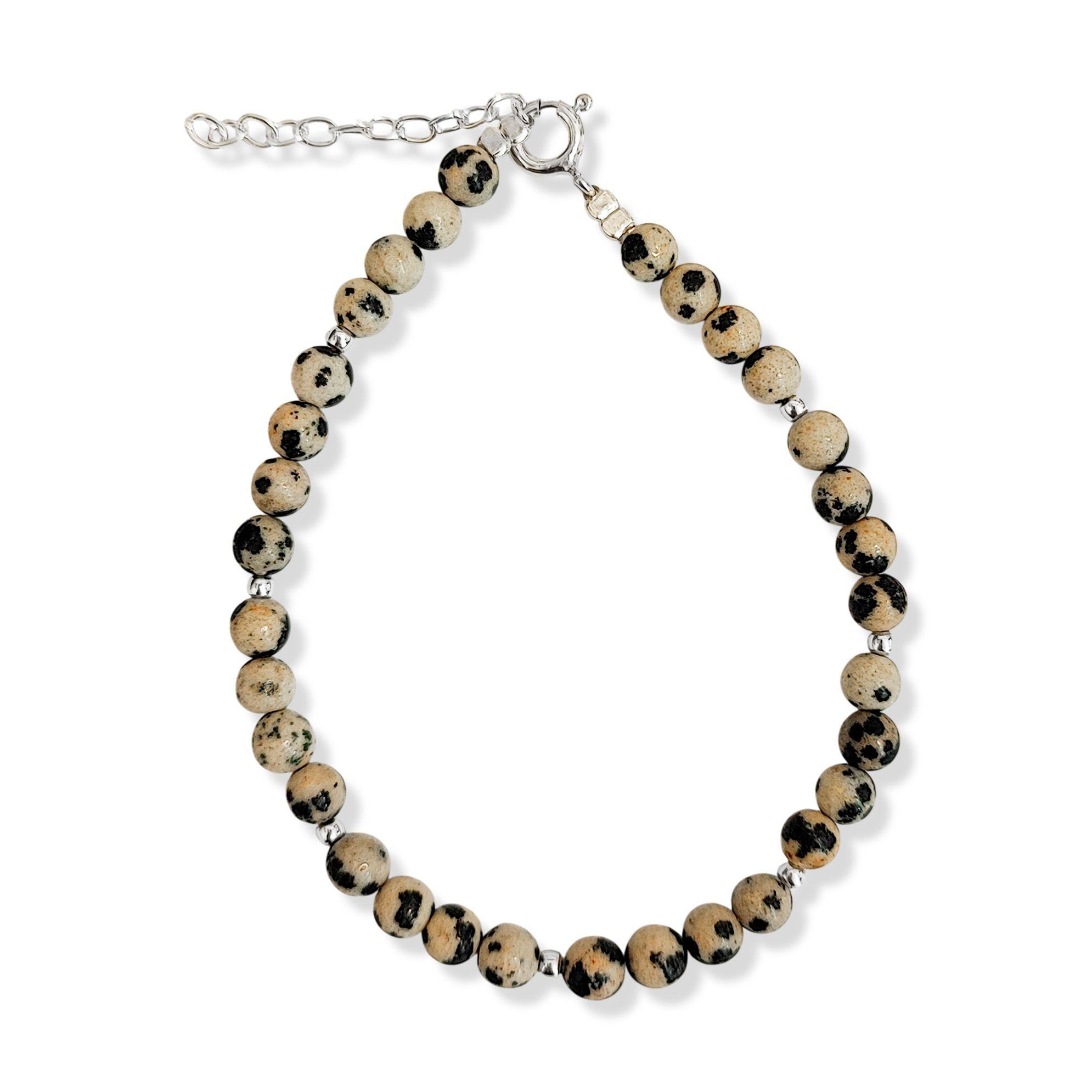 Pulsera Jaspe Dálmata Plata Fina 925-2