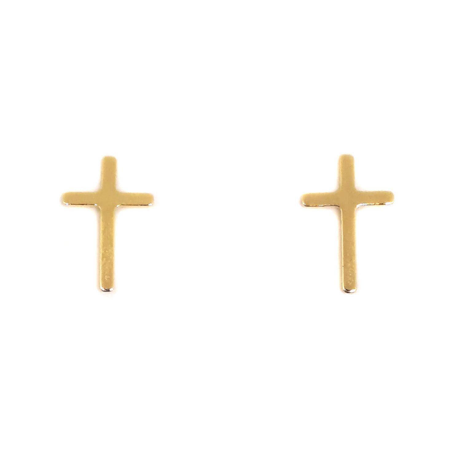Aros Cruz Planos Enchapado Oro 18K-2