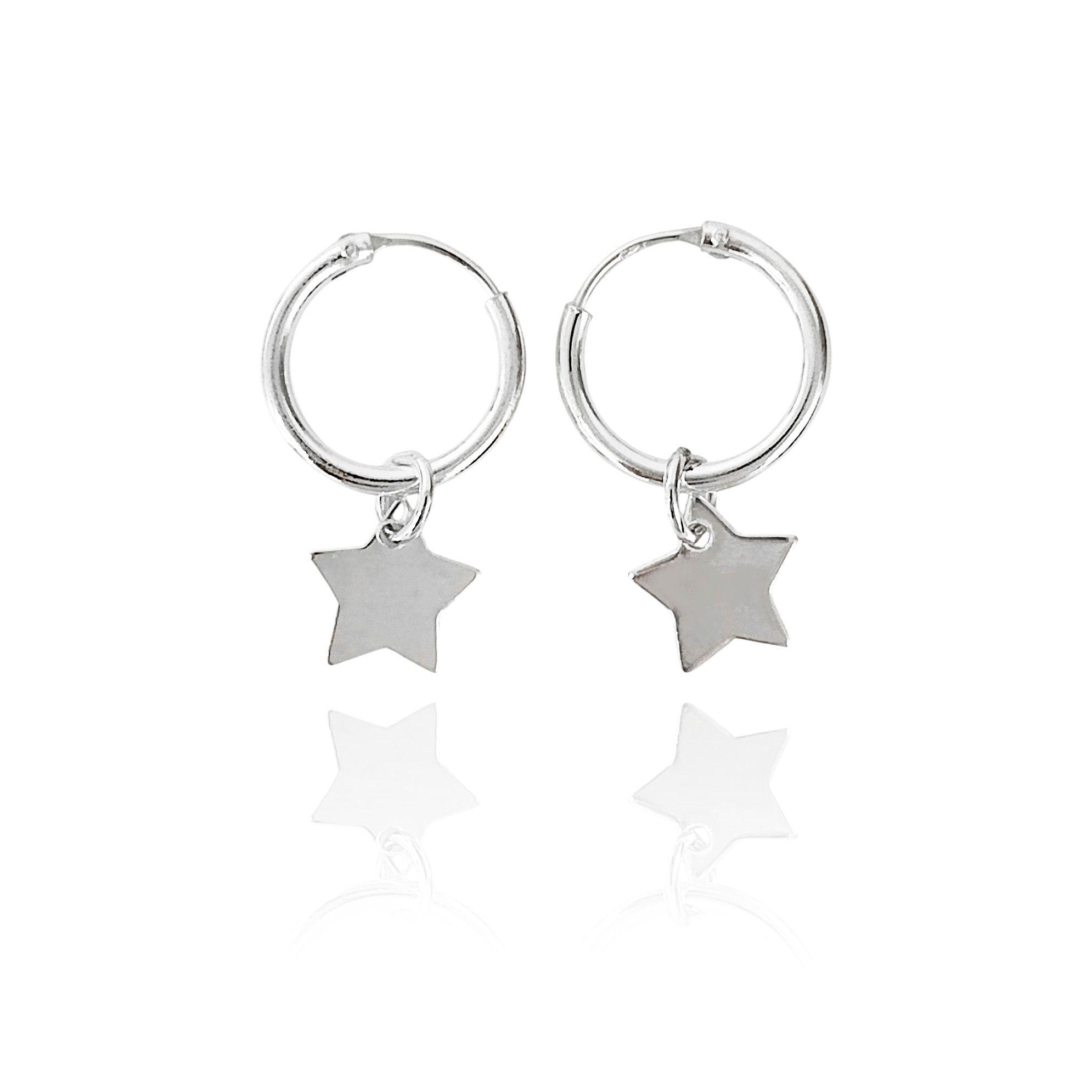 Aros Argolla Estrella 10mm Plata Fina 925-2