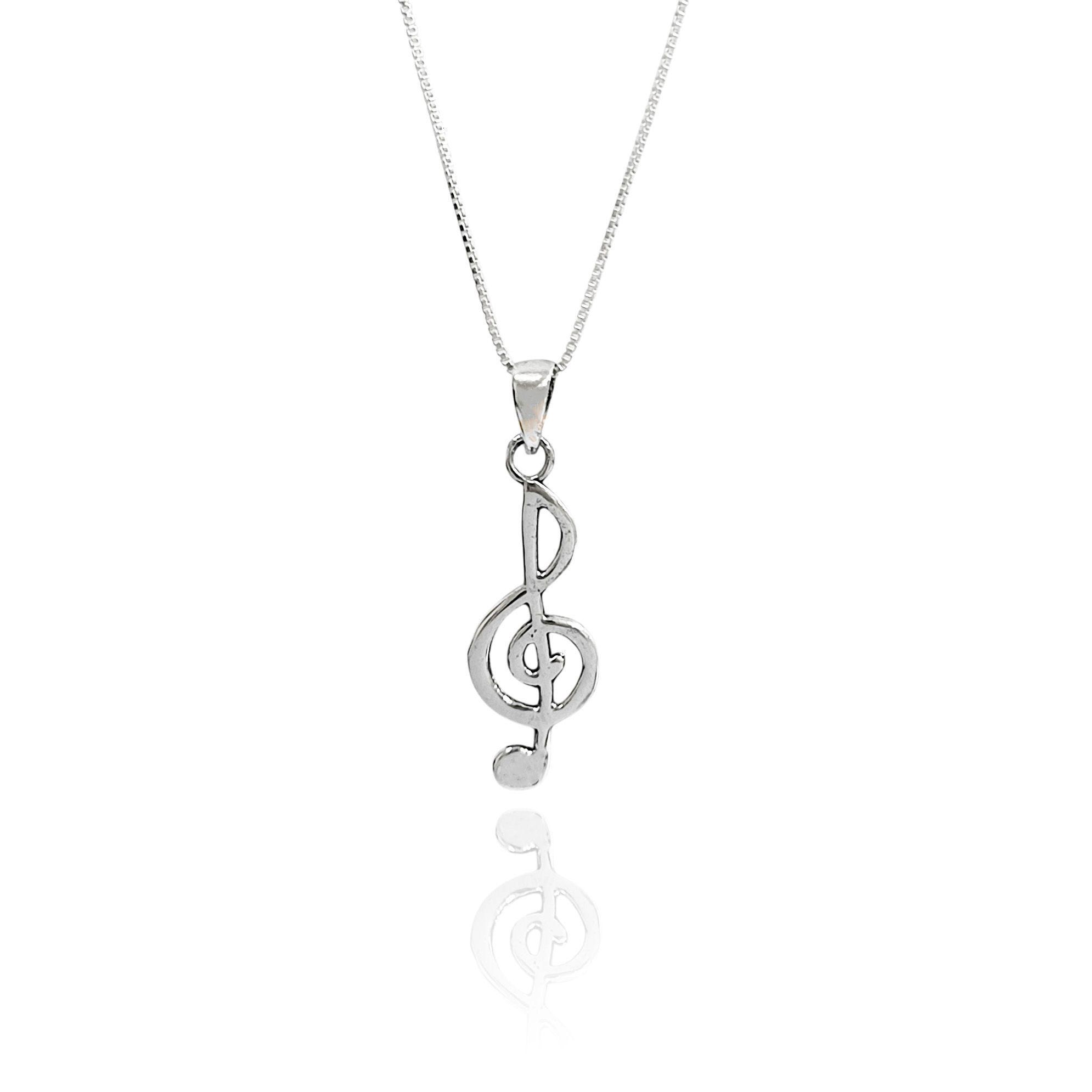 Collar LLave De Sol Cadena Veneciana Plata Fina 925-0