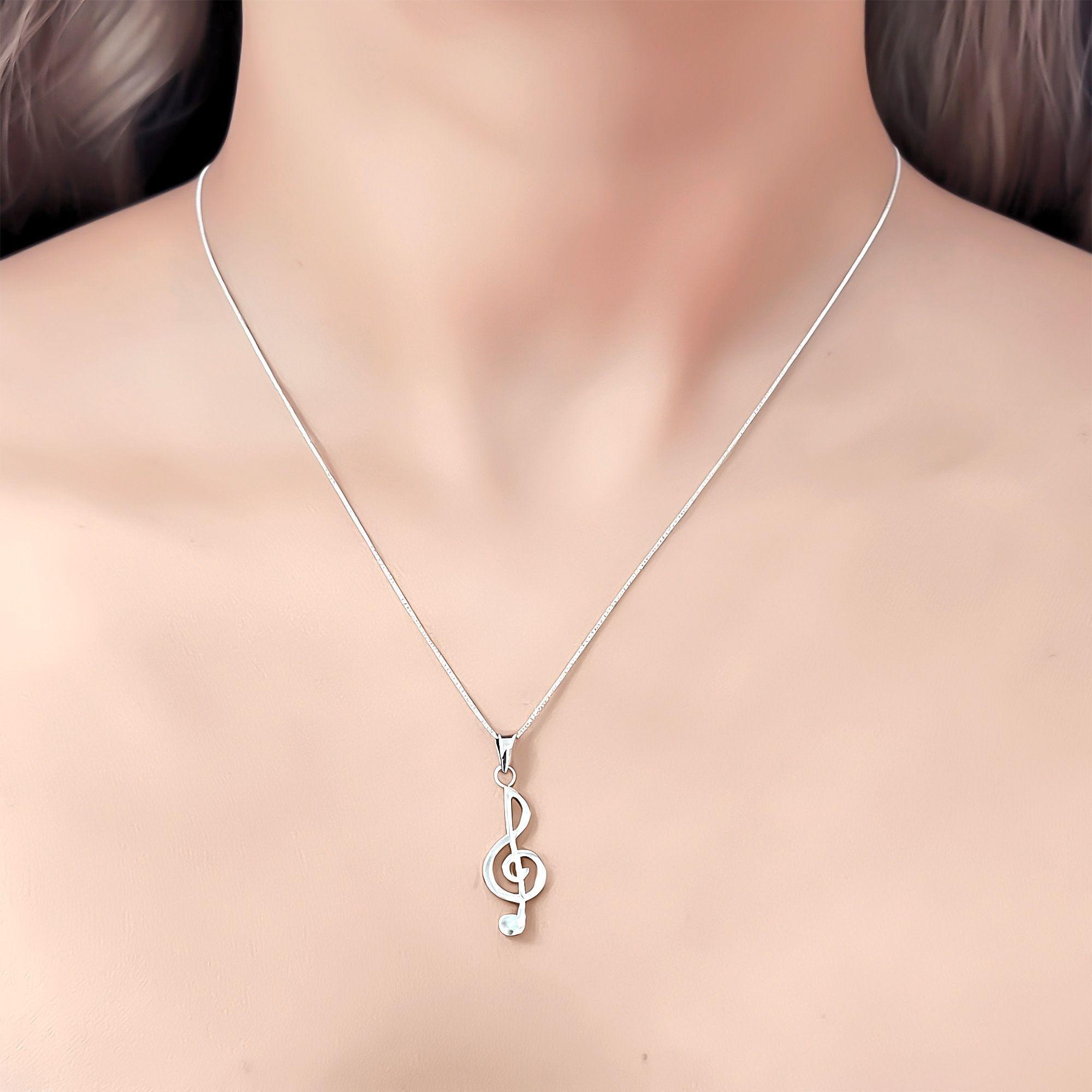 Collar LLave De Sol Cadena Veneciana Plata Fina 925-2